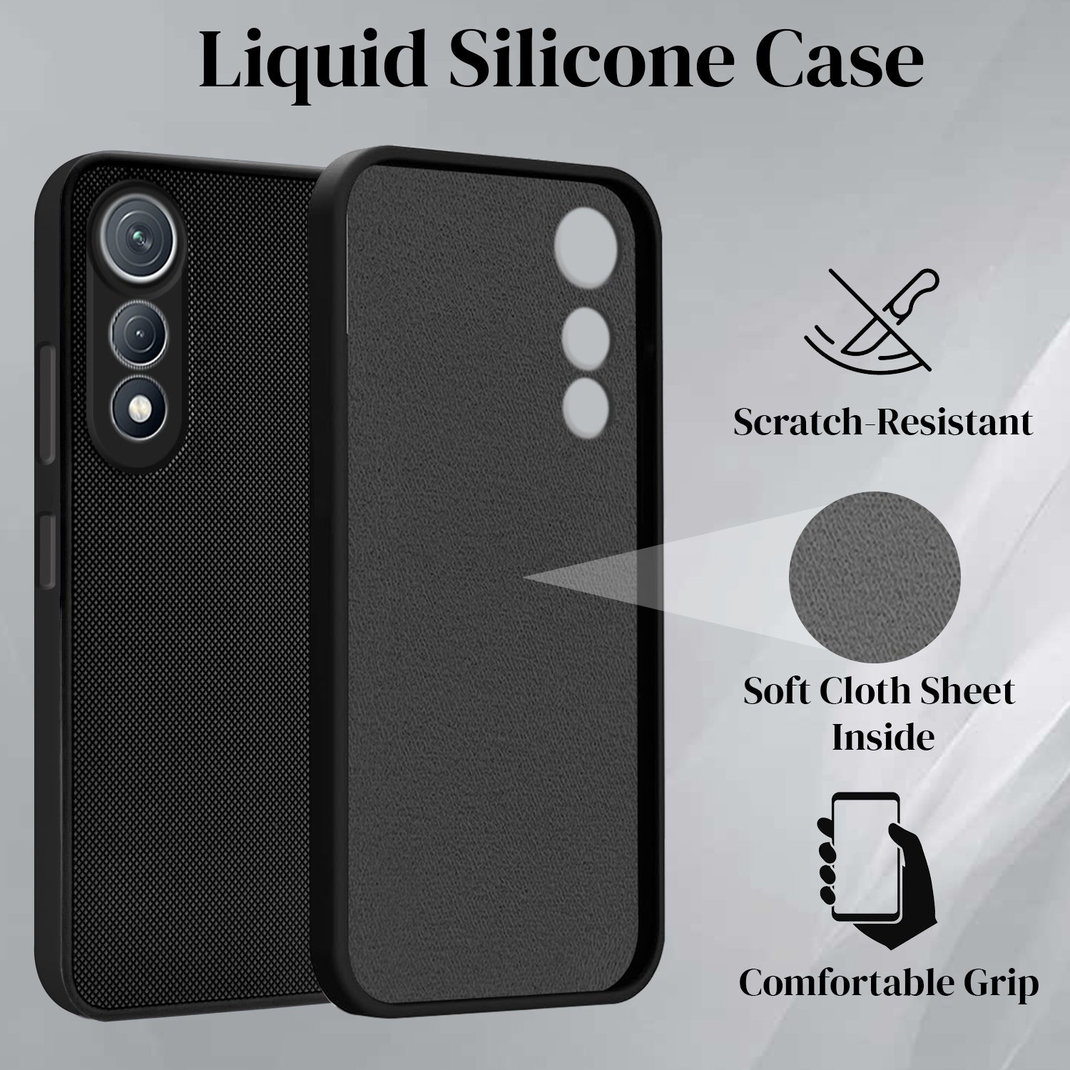 For Tecno Pova Curve Back Cover Case (Textured Grip Design | Micro-Fiber Cloth Inside | Slim and Light Weight | Soft Touch and Feel | Black