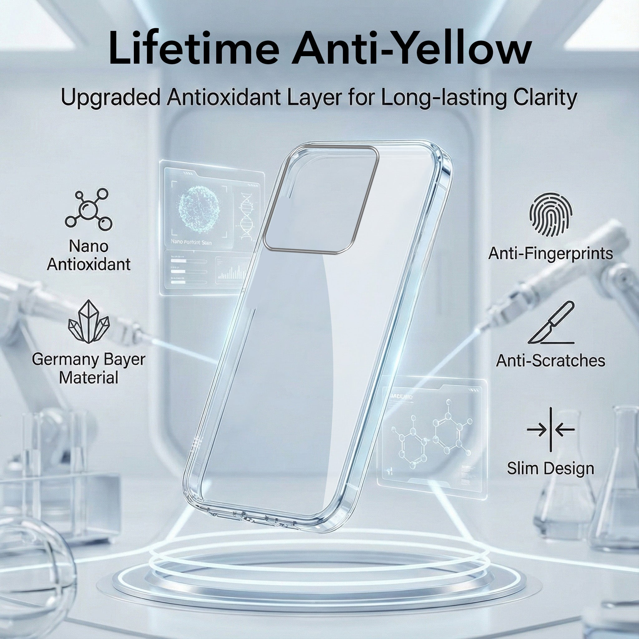 For Motorola Moto Edge 60 Combo with Back Cover and 9H Tempered Glass (Lifetime Anti-Yellow | Sleek Hard Crystal | Oleophobic Coating Screen Glass)