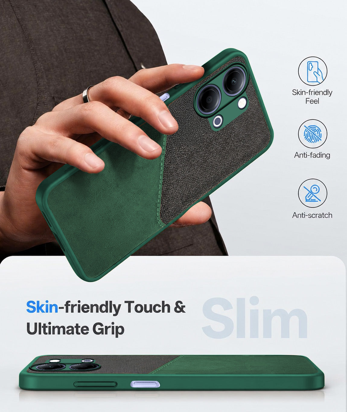 For Vivo iQOO Z11 Lite Back Cover Case (Dual PU Leather Stitch | Professional Minimalist | Soft and Flexible)