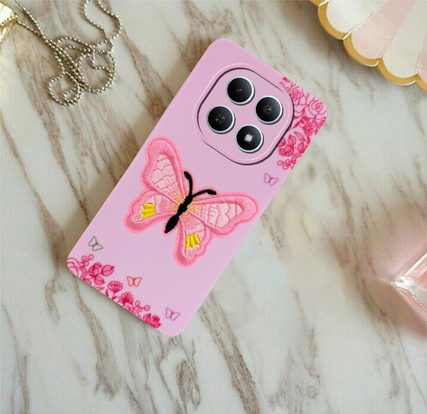 For Redmi note 15 | Redmi note 15 SE (5G) Back Cover Case (Soft Butterfly Embroidery | Women Teen Girls | Camera Protection| Matte Silicone)