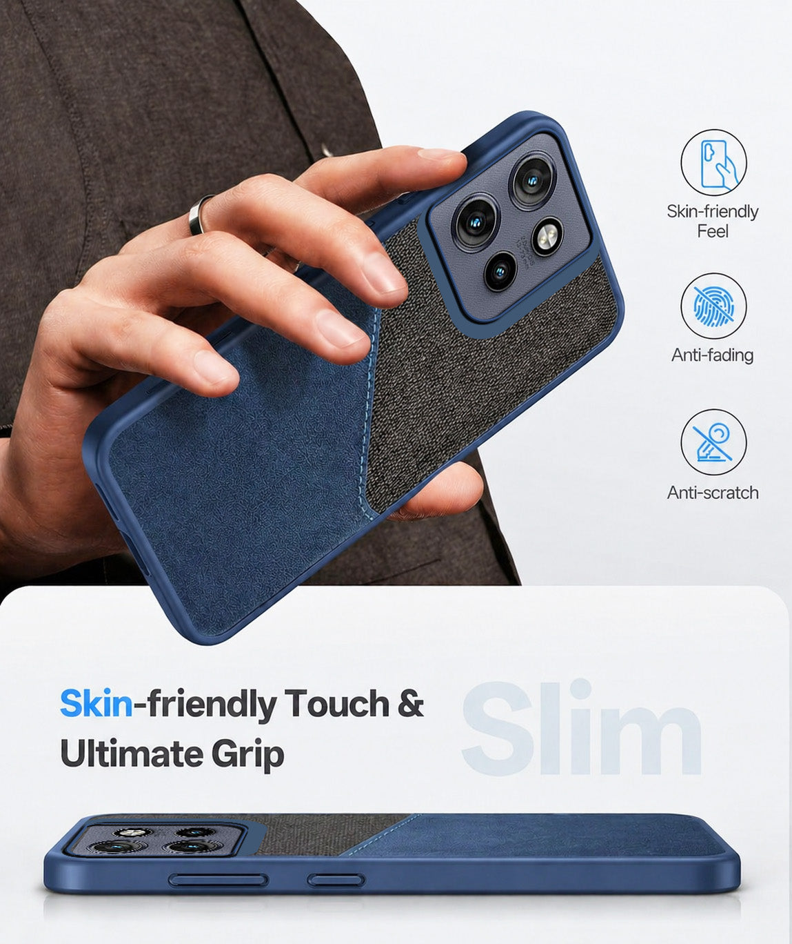 For Motorola Moto Edge 50 Neo Back Cover Case (Dual PU Leather Stitch | Professional Minimalist | Soft and Flexible)