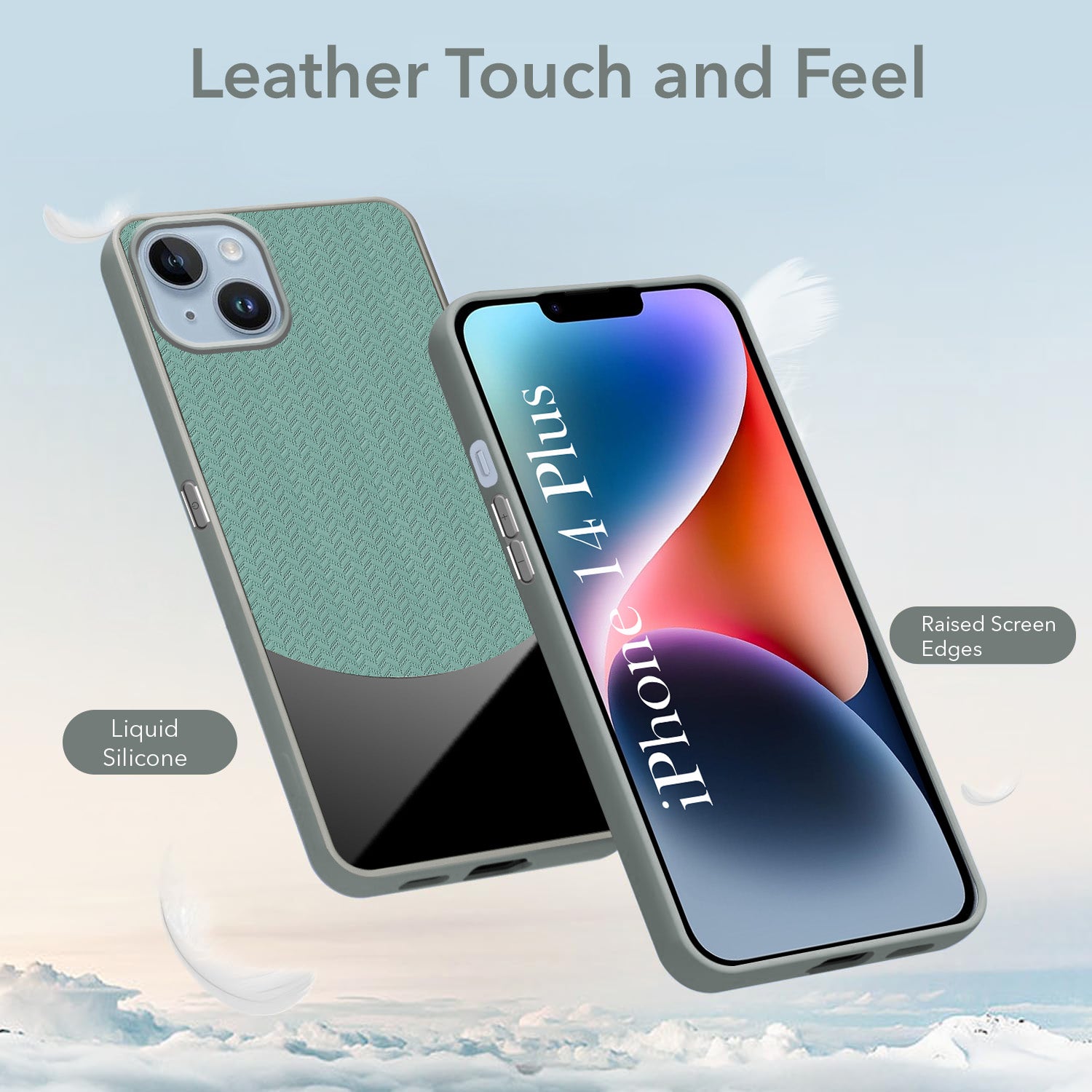 For iPhone 14 Plus Back Cover Case (Elegant PU Leather Finish | Premium Minimalist Professional | Camera Protection Bump)