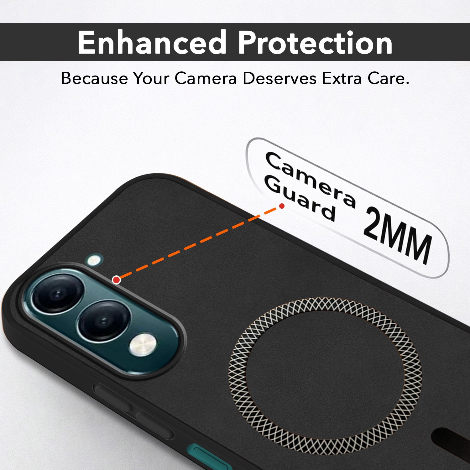 For Vivo Y19 | Vivo Y19e | Vivo T4 Lite Back Cover Case Leather Finish (MagSafe Compatible Wireless Charging | Soft Touch | Camera Bump Protection)