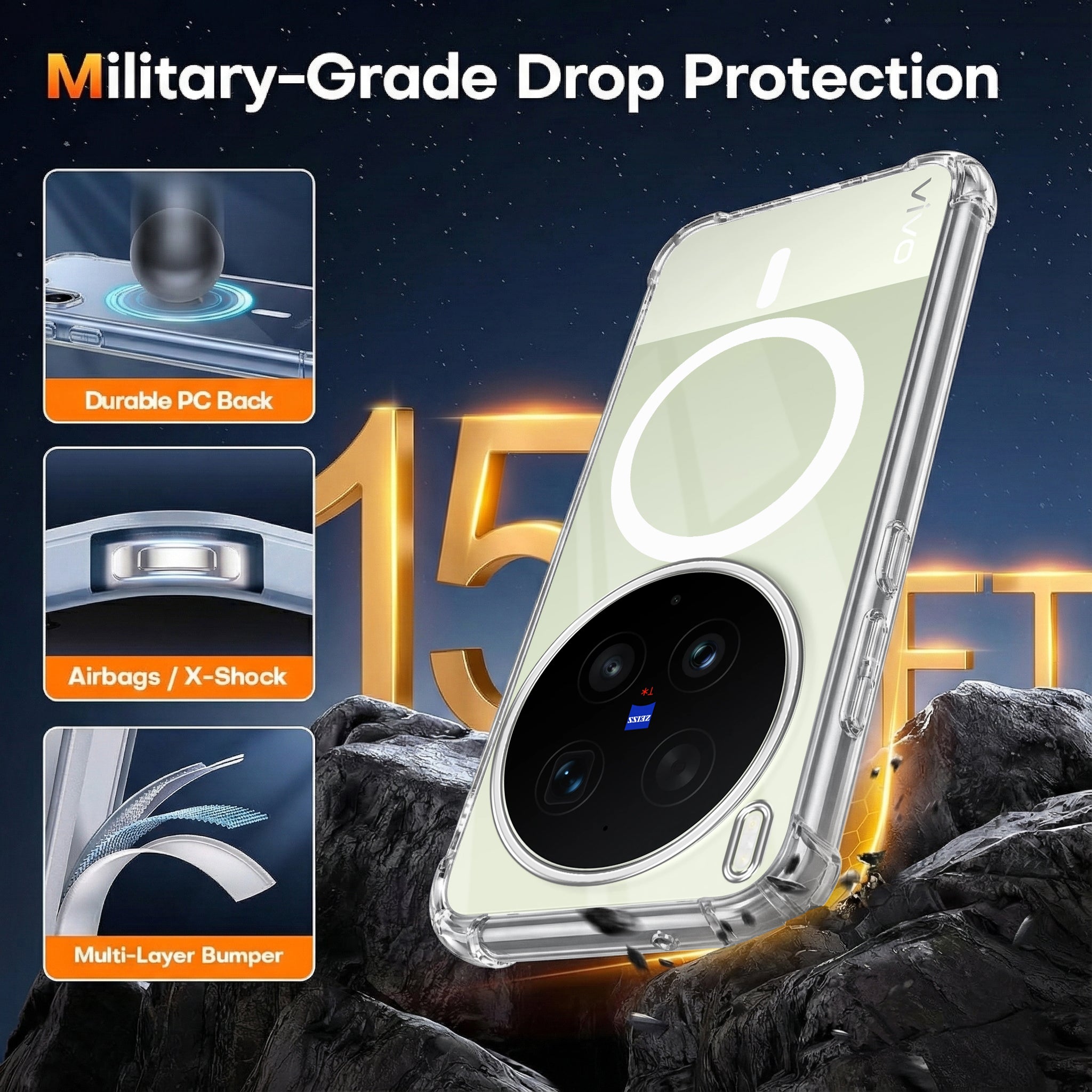 For Vivo X300 Ultra Back Cover Shockproof Crystal-Clear (Magsafe Wireless Support | Drop & Camera Protection | Hard Polycarbonate)