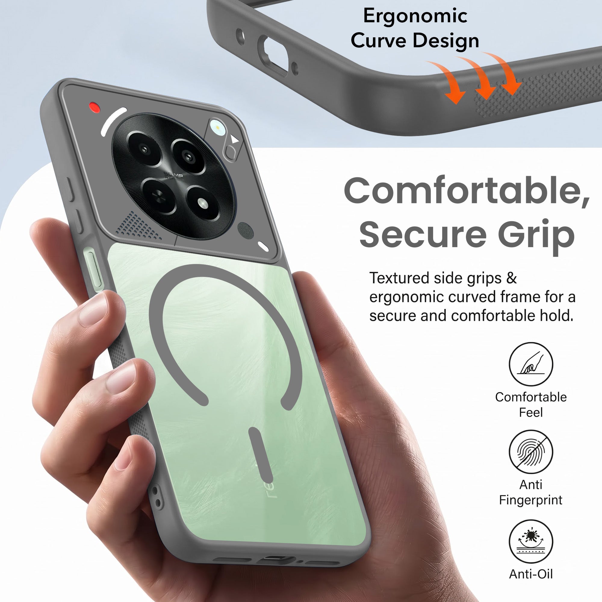 For Realme C65 5G Back Cover Case Lifetime Anti-Yellow Clear (Camera Protection | Side Grip | Wireless MagSafe Compatible)