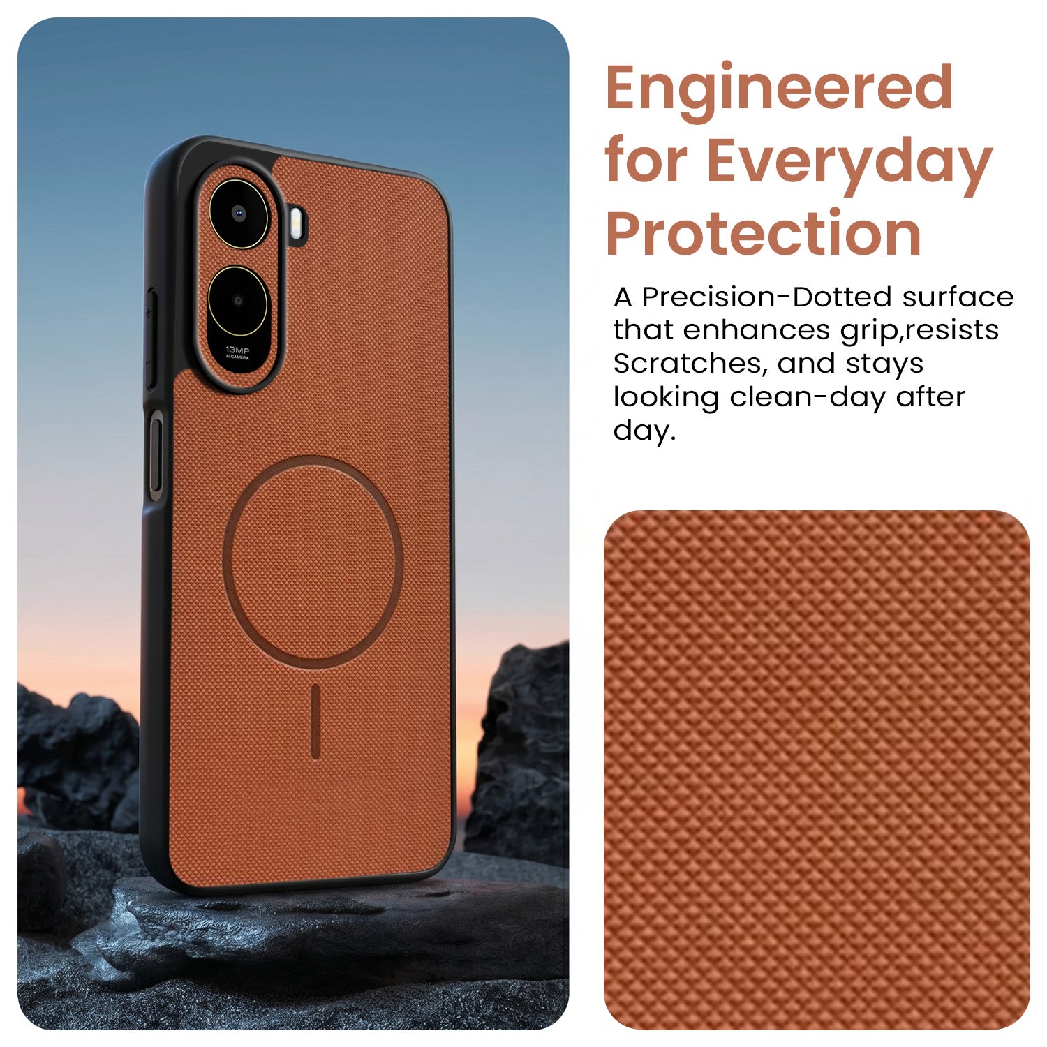 For Poco C81 5G Back Cover Case PU Leather (Texture Grip Design | Professional Minimalist | Camera Protection | Soft and Flexible)