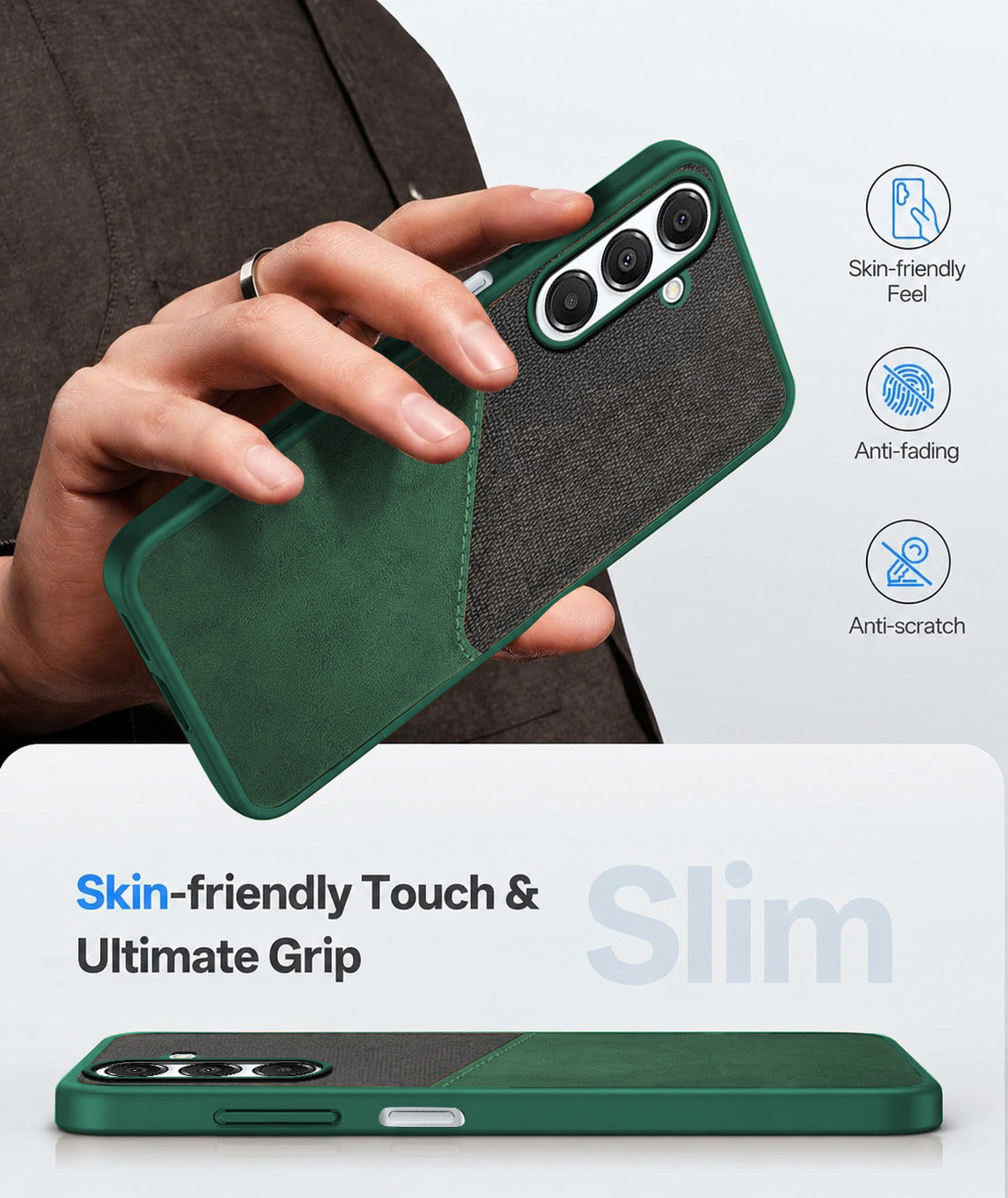 For Samsung Galaxy A16 5G Back Cover Case (Dual PU Leather Stitch | Professional Minimalist | Soft and Flexible)