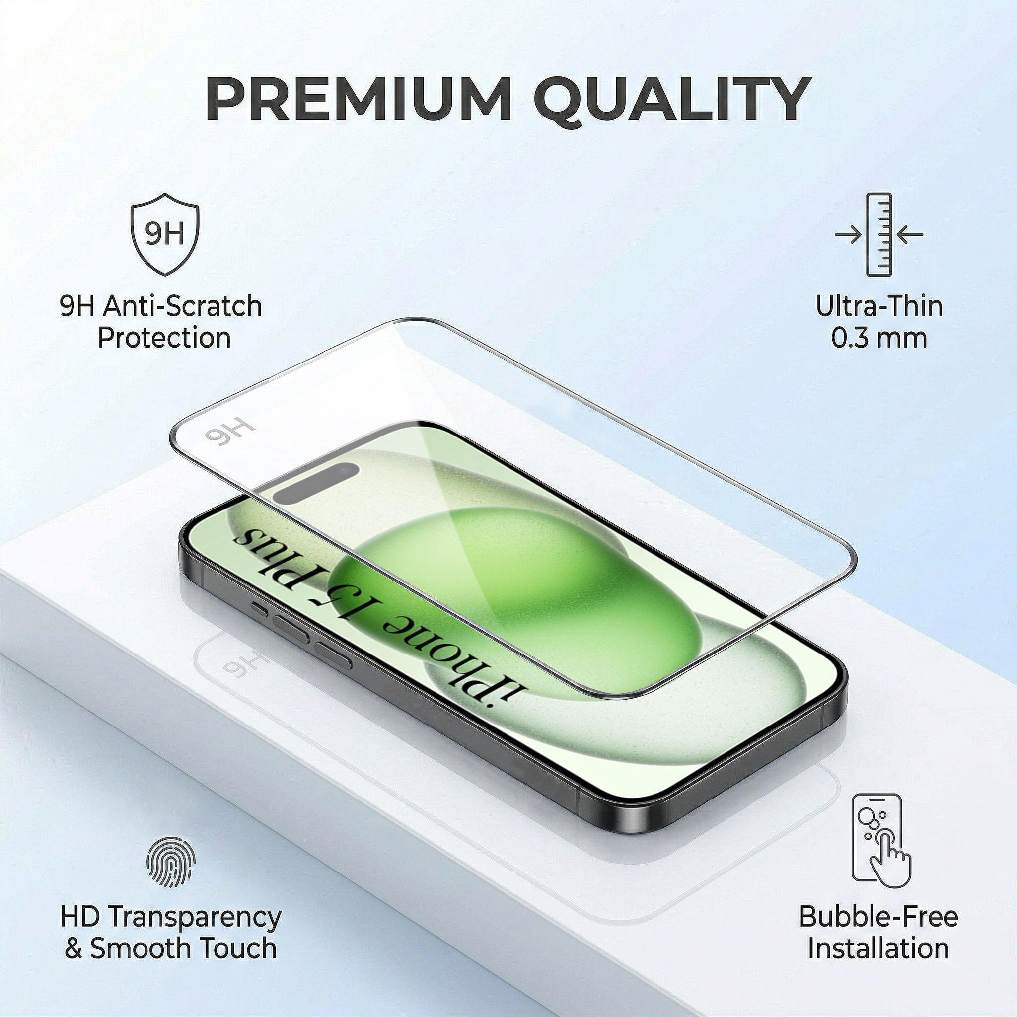 For Apple iPhone 15 Plus Combo with Back Cover and 9H Tempered Glass (Lifetime Anti-Yellow | Crystal Clear Shockproof | Oleophobic Coating Screen Glass)