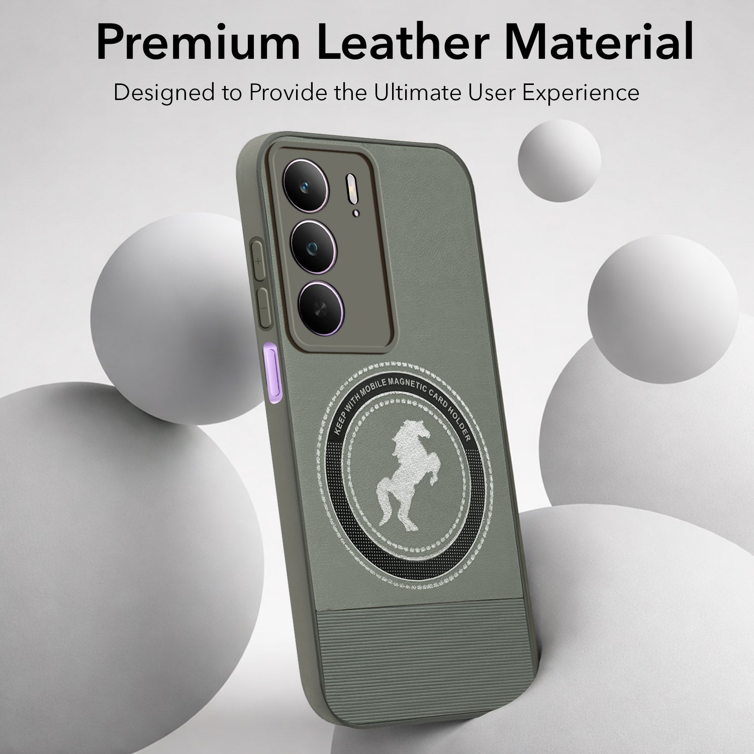 For Realme Narzo 80 Lite 5G Back Cover Case PU Leather Finish (Professional Minimalist Texture | MagSafe Compatile | Camera Protection | Sleek Sober Formal)