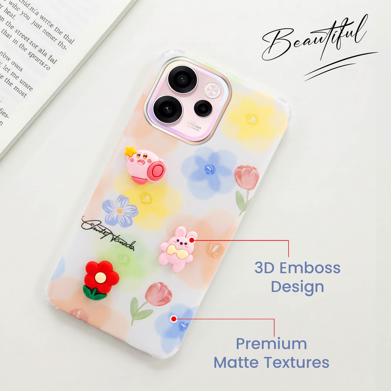 For Oppo Reno 15c Back Cover Case (3D Cute Cartoons | Hard Back Side Soft | Matte Premium Finish | HD Printing)