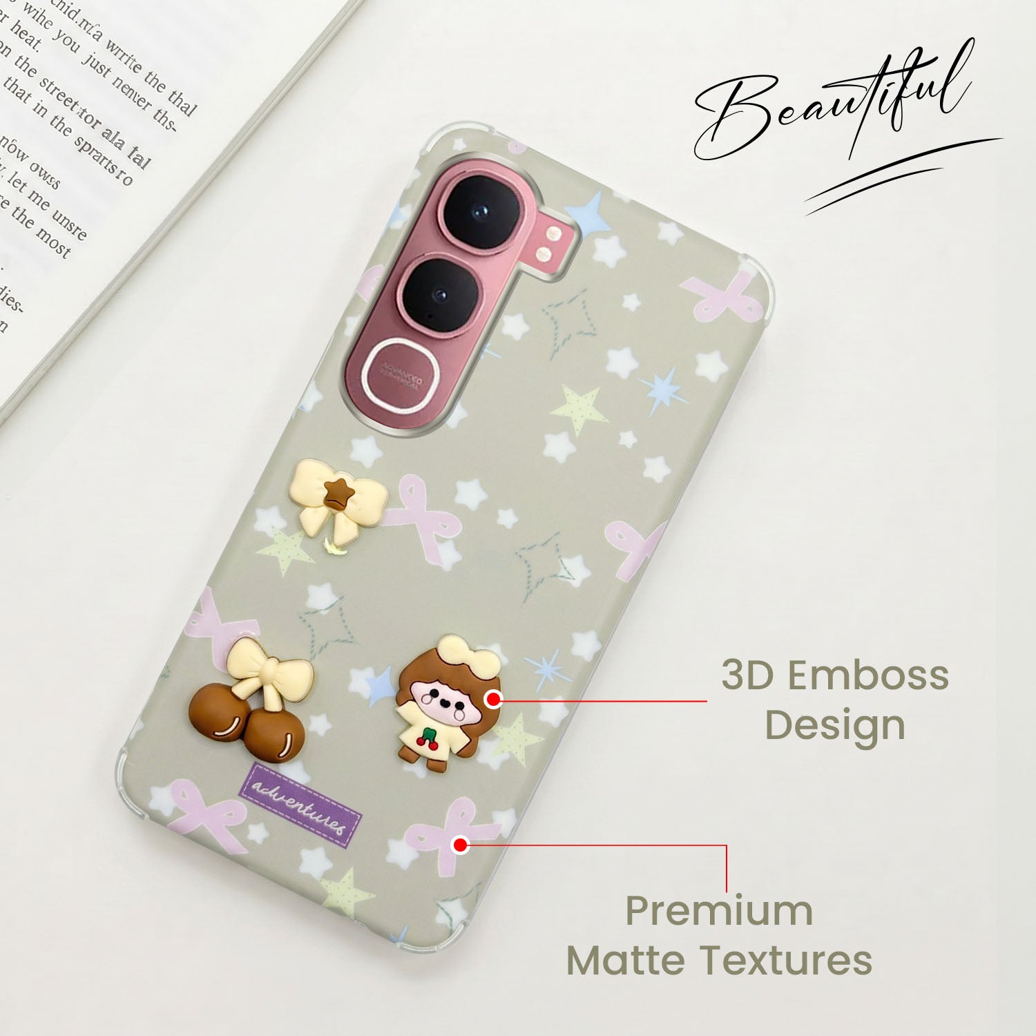 For Vivo Y31 5G Back Cover Case (3D Cute Cartoons | Hard Back Side Soft | Matte Premium Finish | HD Printing)