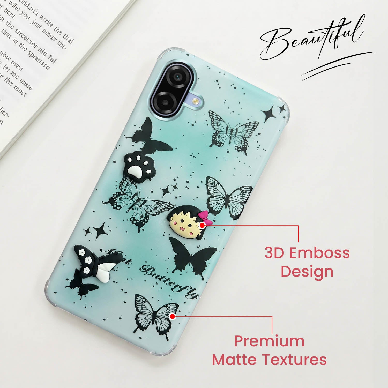For Samsung Galaxy A07 5G | F70e 5G Back Cover Case (3D Cute Cartoons | Hard Back Side Soft | Matte Premium Finish | HD Printing)