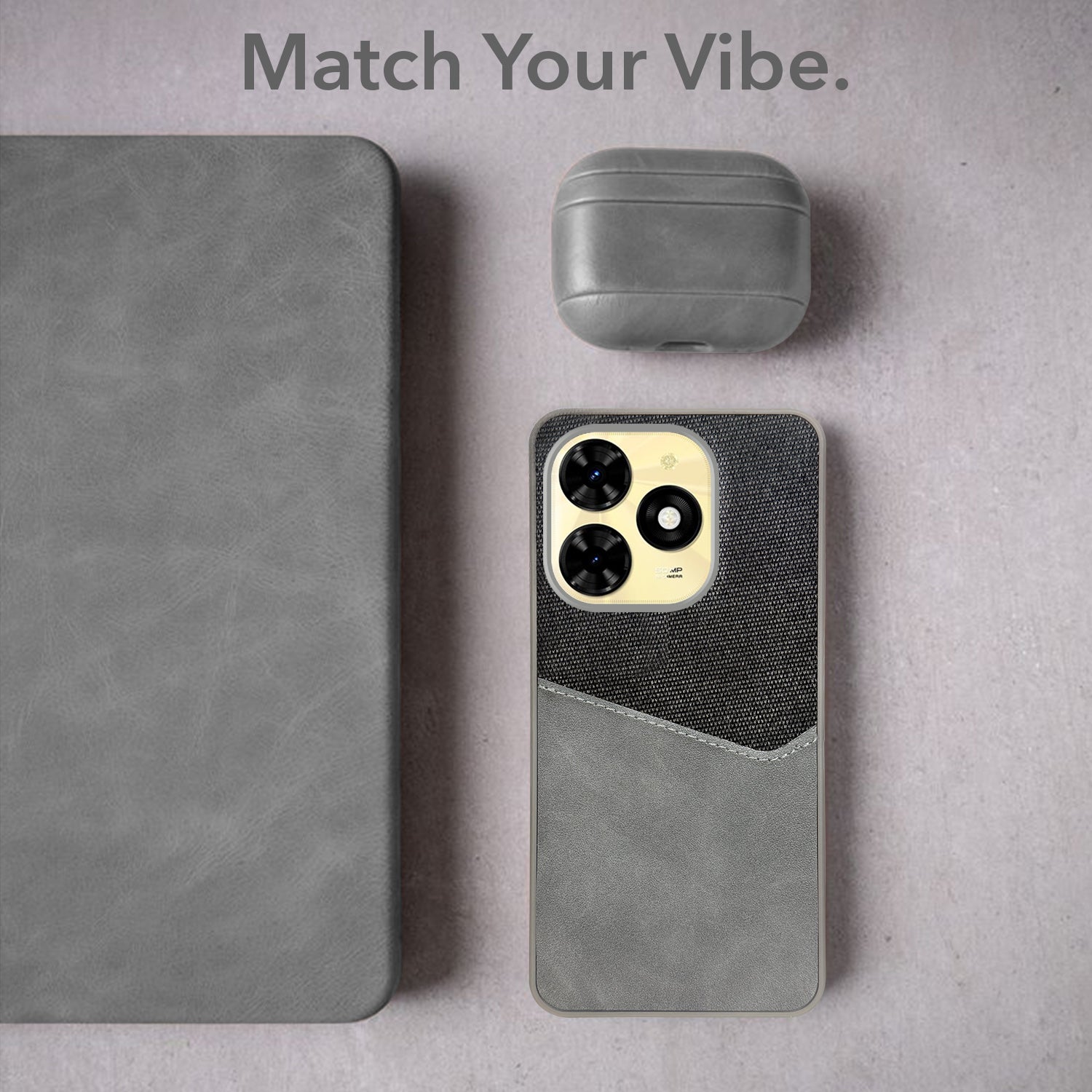 For Tecno Spark 20C Back Cover Case (Dual PU Leather Stitch | Professional Minimalist | Soft and Flexible)
