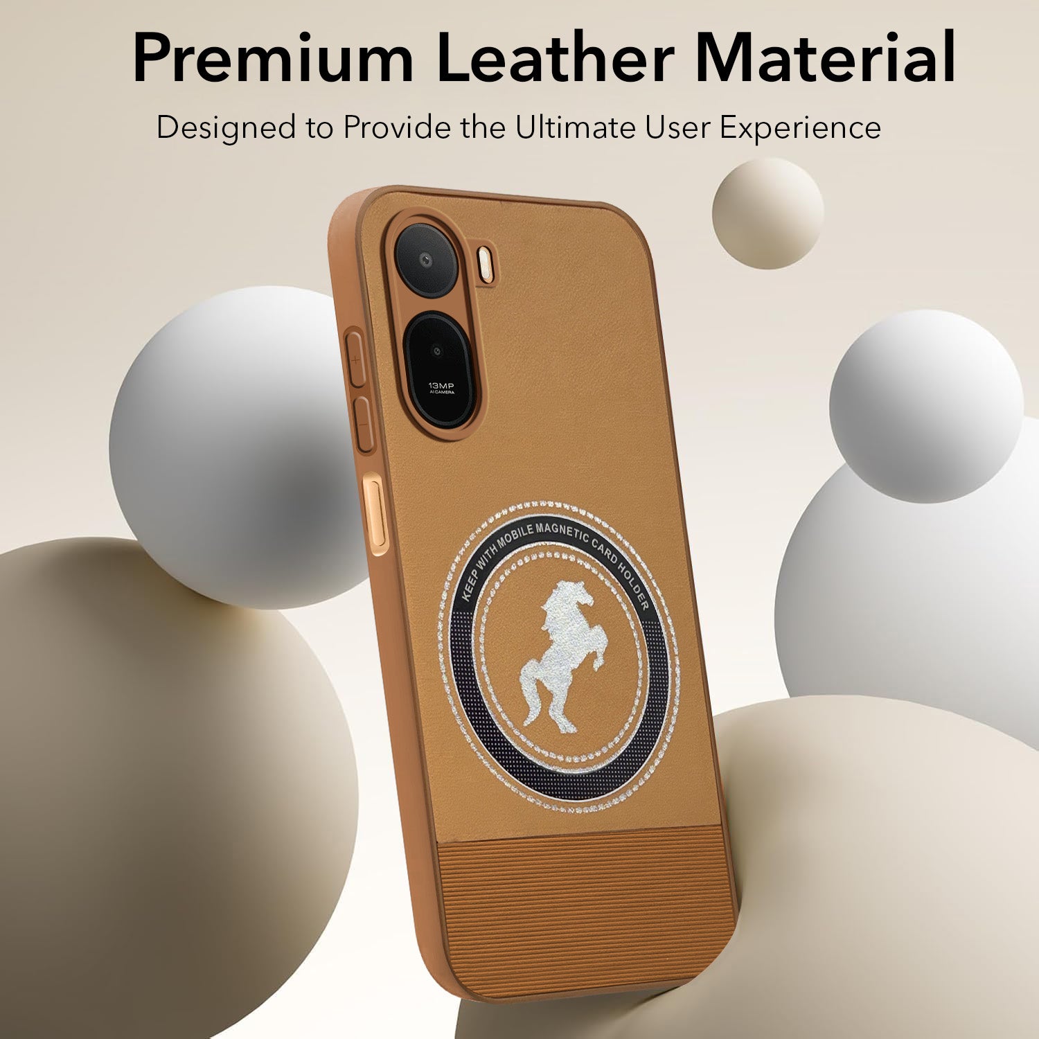 For Redmi A7 Pro (4G|5G)  Back Cover Case PU Leather Finish (Professional Minimalist Texture | MagSafe Compatile | Camera Protection | Sleek Sober Formal)