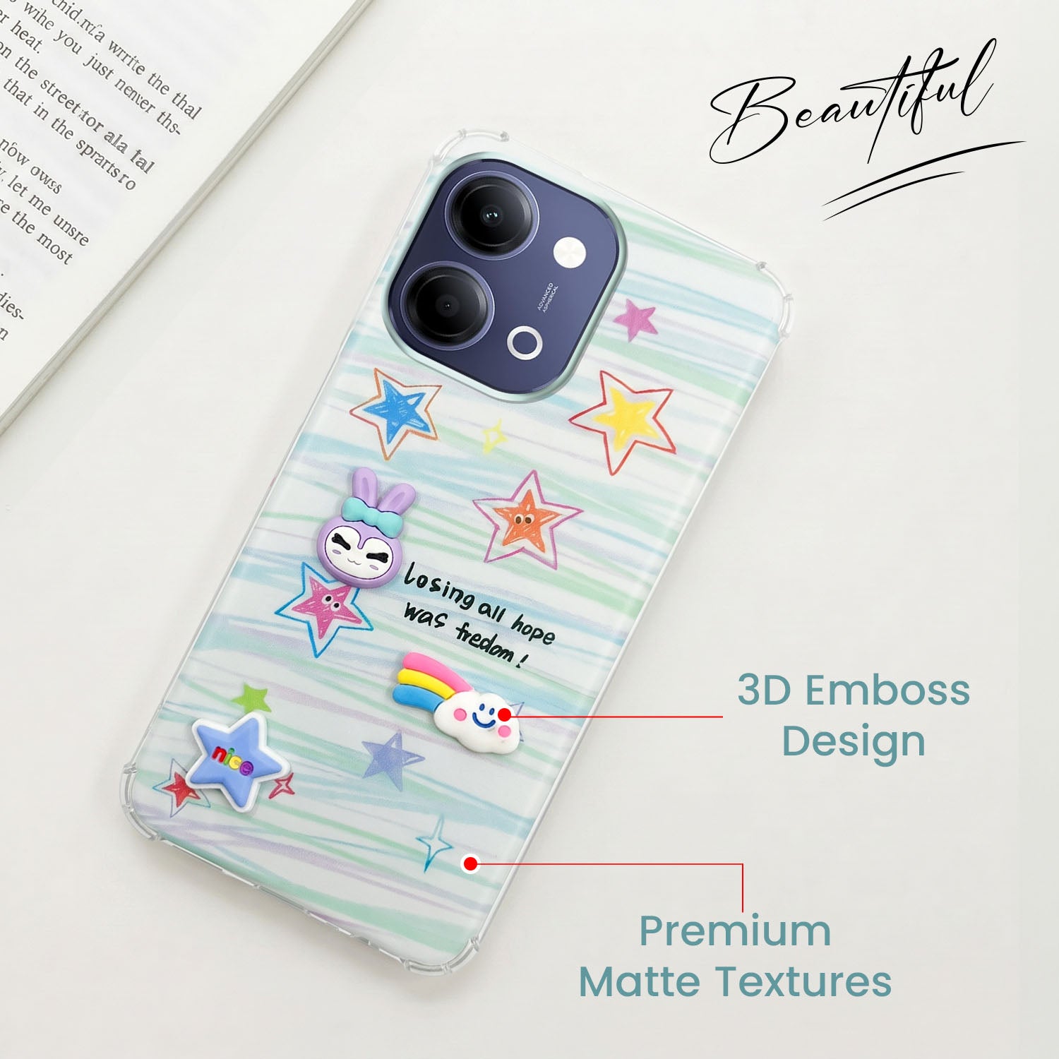 For Vivo iQOO Z11 Lite Back Cover Case (3D Cute Cartoons | Hard Back Side Soft | Matte Premium Finish | HD Printing)