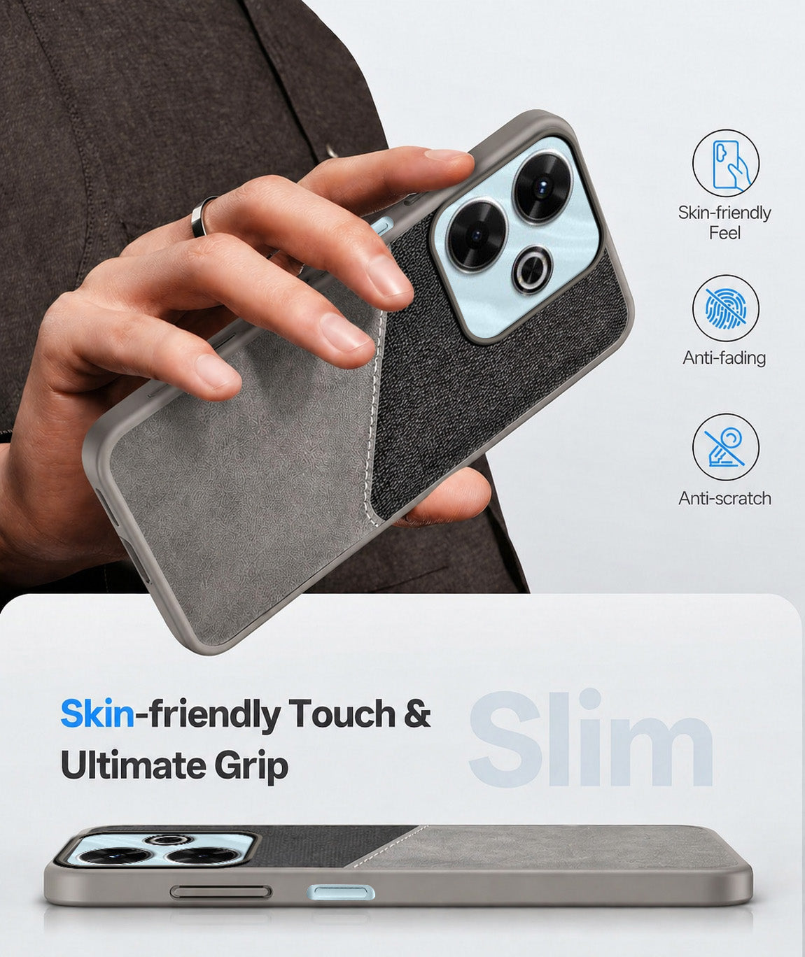 For Xiaomi Mi Redmi 13 4G | 5G Back Cover Case (Dual PU Leather Stitch | Professional Minimalist | Soft and Flexible)