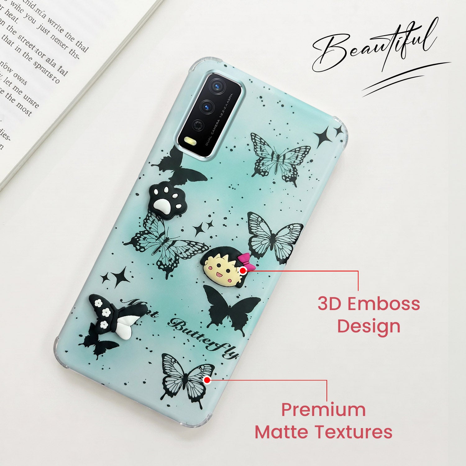 For Vivo Y12s | Y11s | Y12G Back Cover Case (3D Cute Cartoons | Hard Back Side Soft | Matte Premium Finish | HD Printing)