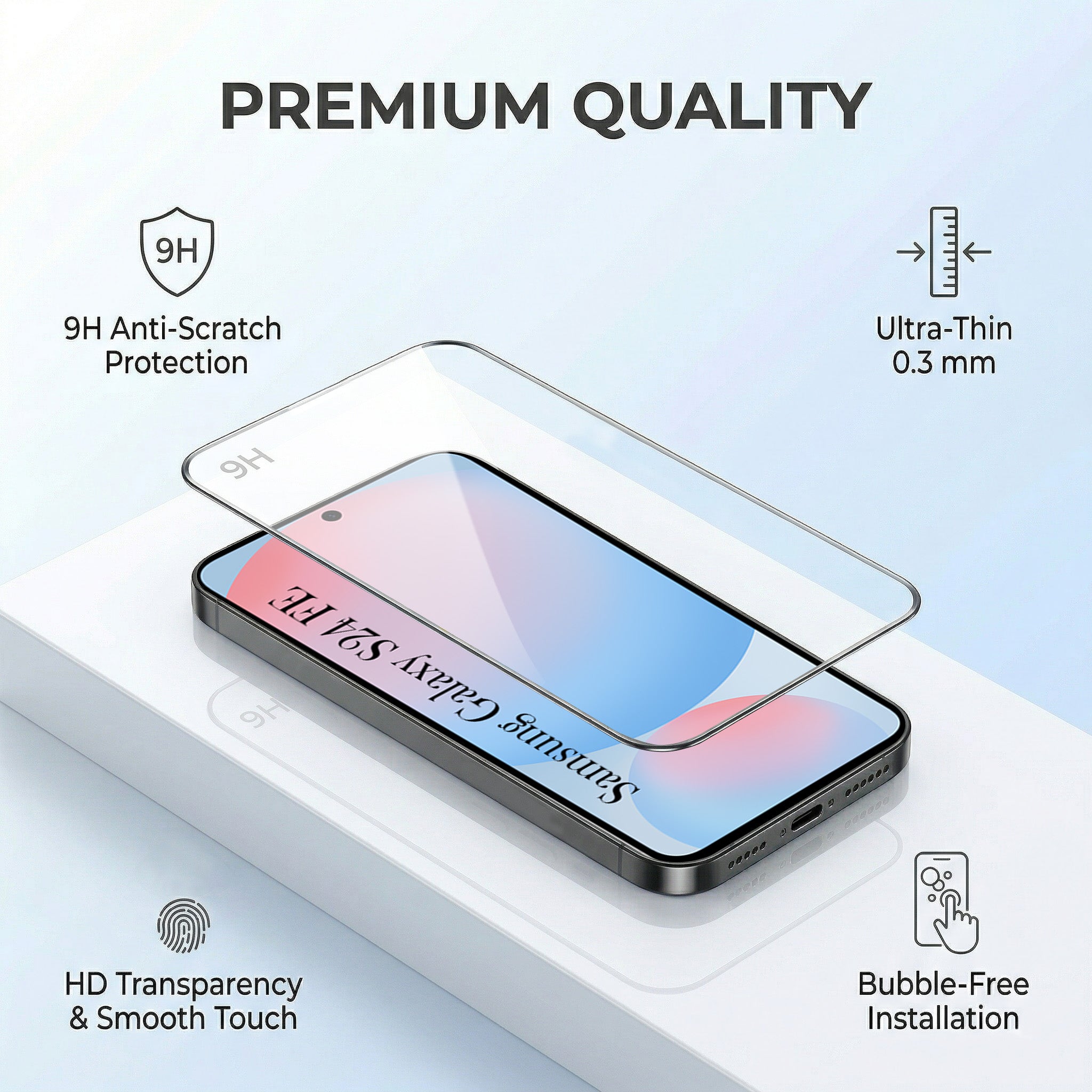 For Samsung Galaxy S24 FE Combo with Back Cover and 9H Tempered Glass (Lifetime Anti-Yellow | Crystal Clear Shockproof | Oleophobic Coating Screen Glass)