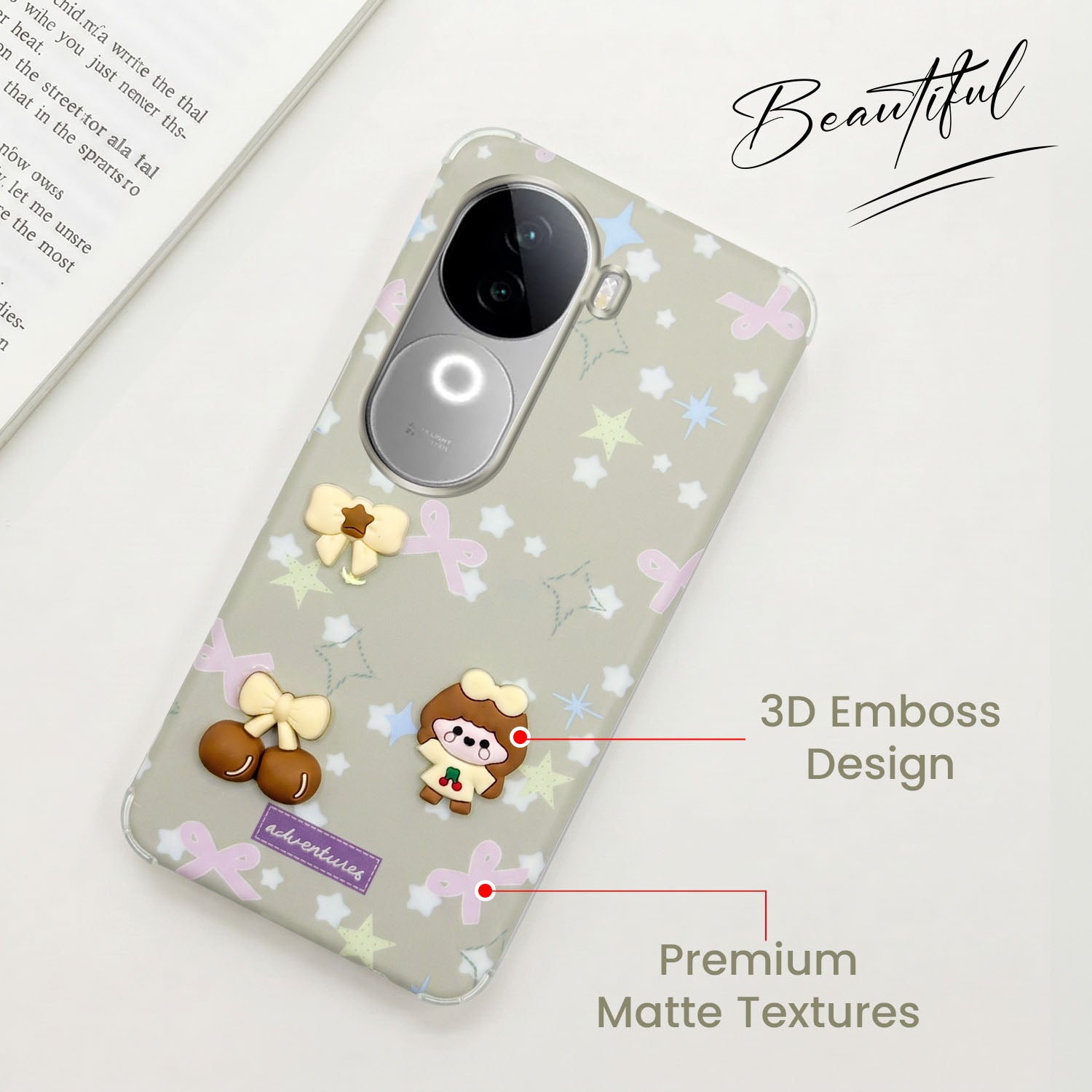 For Vivo iQOO Z9s Back Cover Case (3D Cute Cartoons | Hard Back Side Soft | Matte Premium Finish | HD Printing)