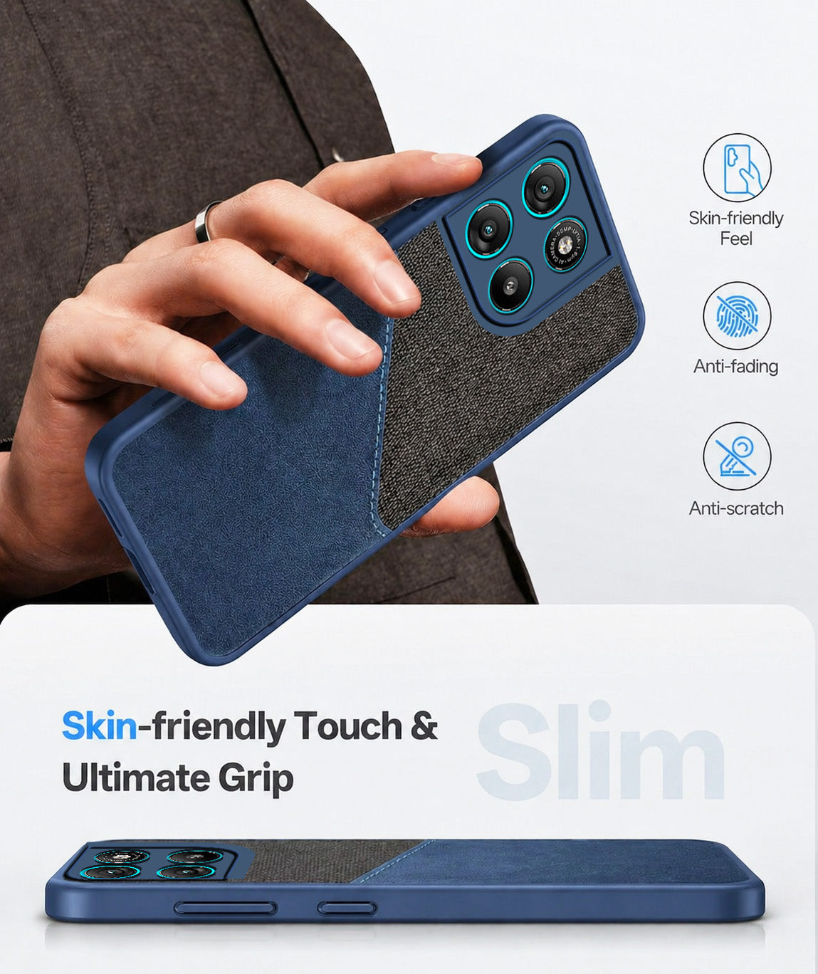 For Motorola Moto G67 Power | G57 Power Back Cover Case (Dual PU Leather Stitch | Professional Minimalist | Soft and Flexible)