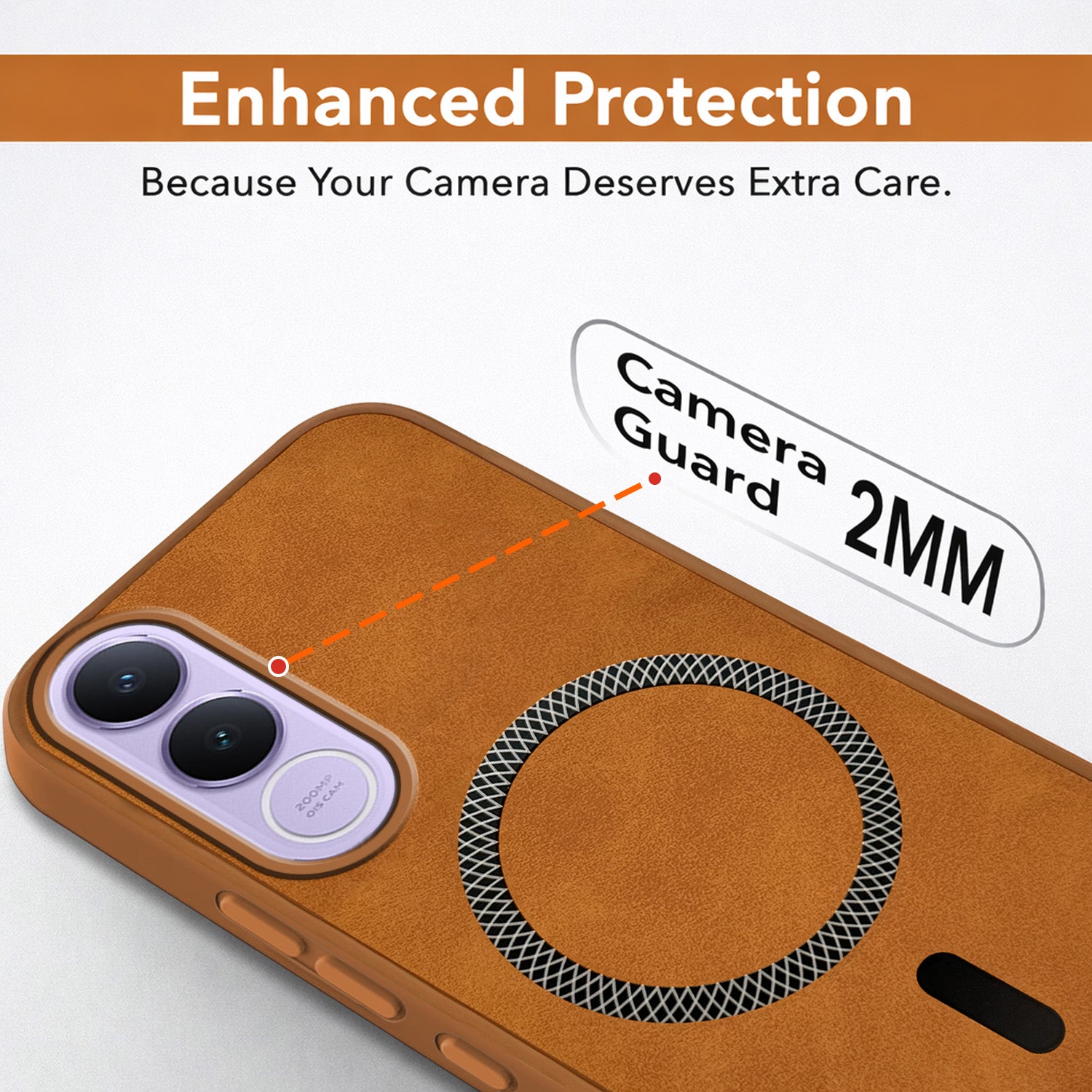 For Vivo V70 FE 5G Back Cover Case Leather Finish (MagSafe Compatible Wireless Charging | Soft Touch | Camera Bump Protection)