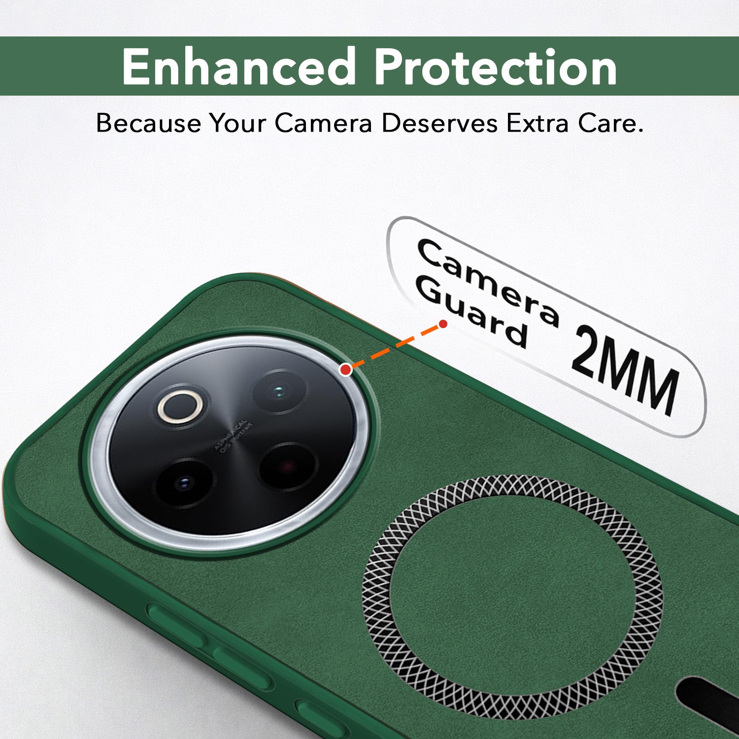 For Vivo iQOO Z10 Back Cover Case Leather Finish (MagSafe Compatible Wireless Charging | Soft Touch | Camera Bump Protection)