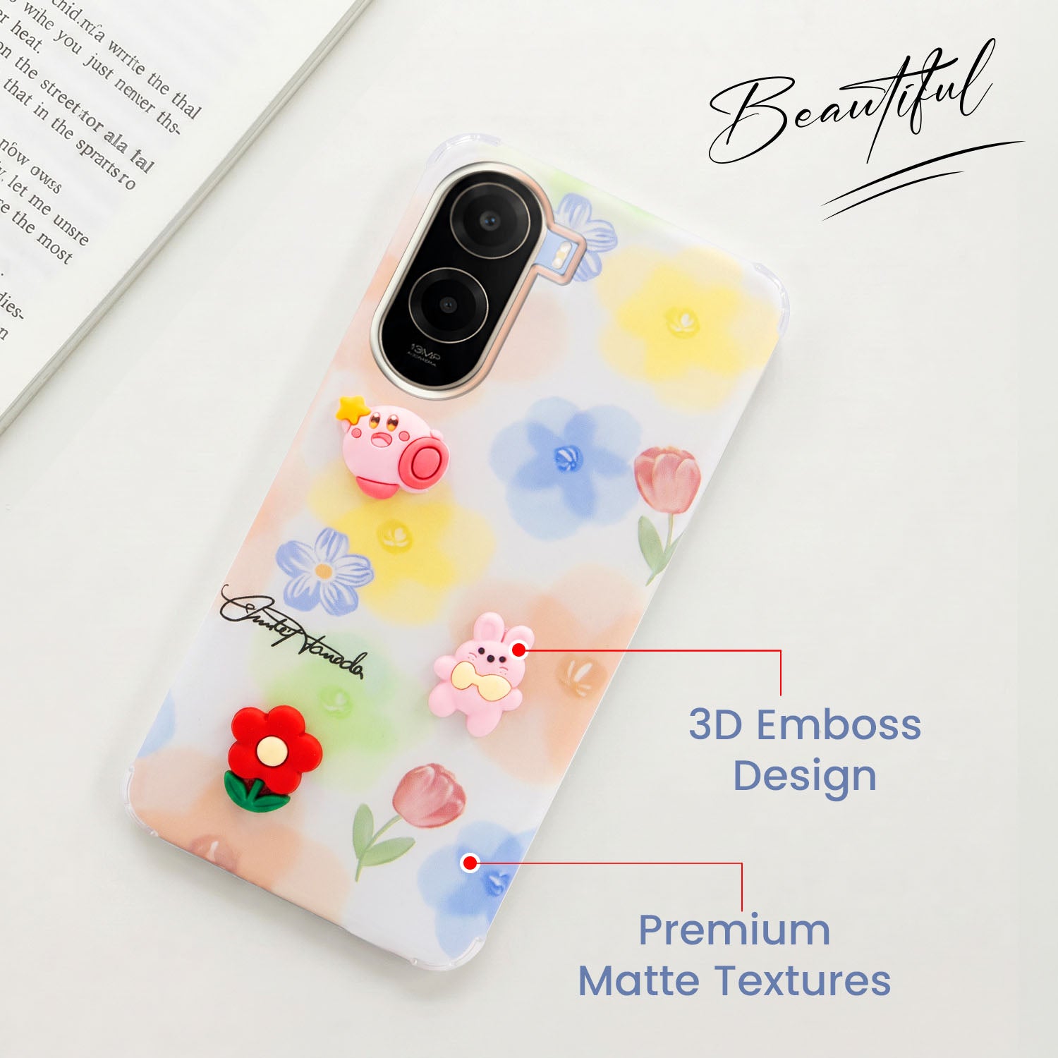For Poco C85x 5G Back Cover Case (3D Cute Cartoons | Hard Back Side Soft | Matte Premium Finish | HD Printing)