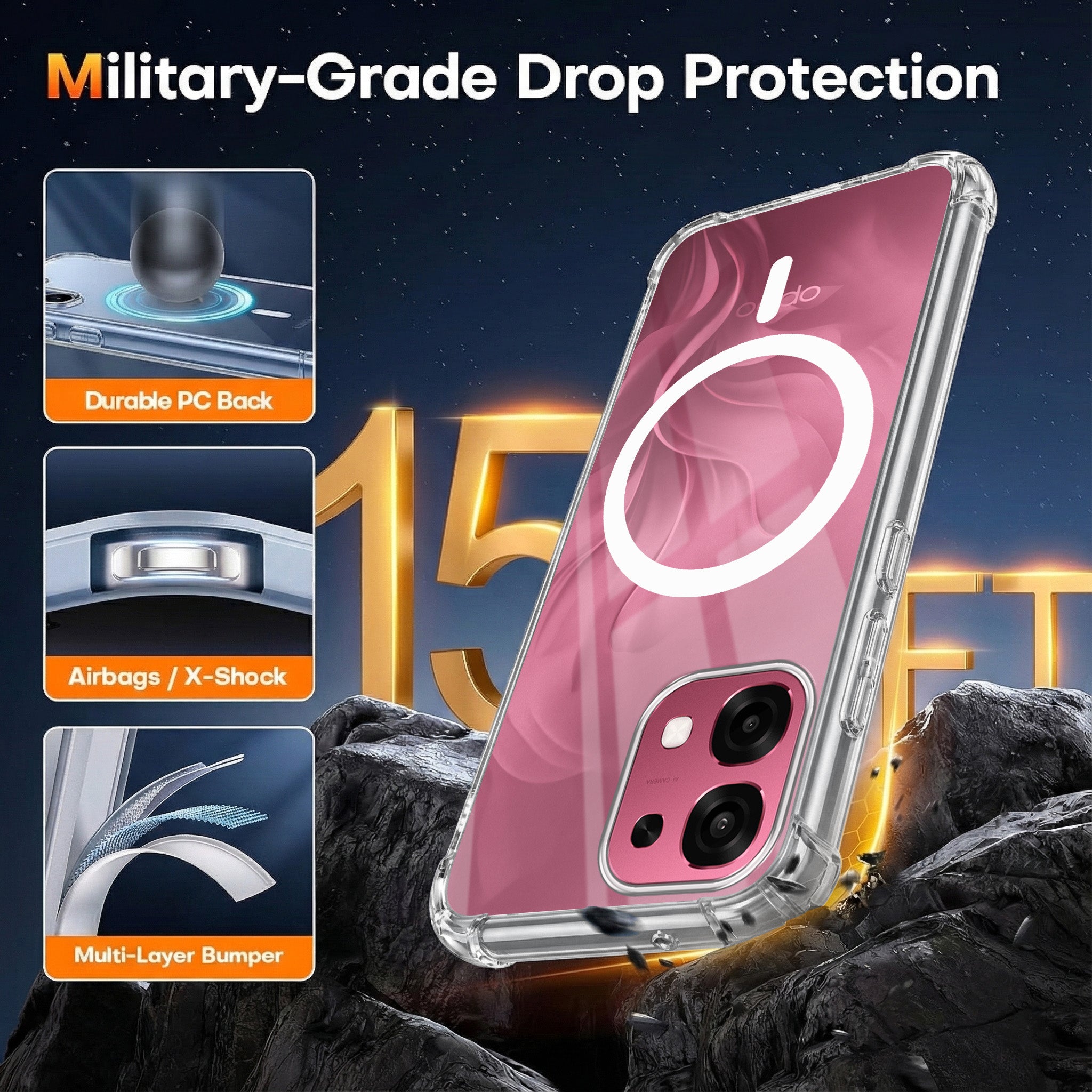 For Oppo F31 5G | Oppo F33 5G Back Cover Shockproof Crystal-Clear (Magsafe Wireless Support | Drop & Camera Protection | Hard Polycarbonate)