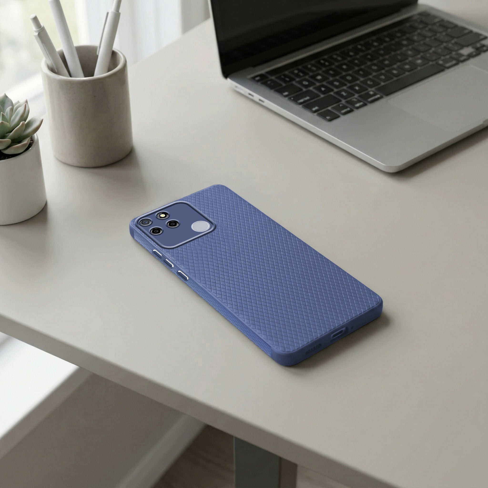 For Realme C12 Back Cover Case Liquid Silicone (Camera Protection | Side Grip Texture | Soft and Flexible)