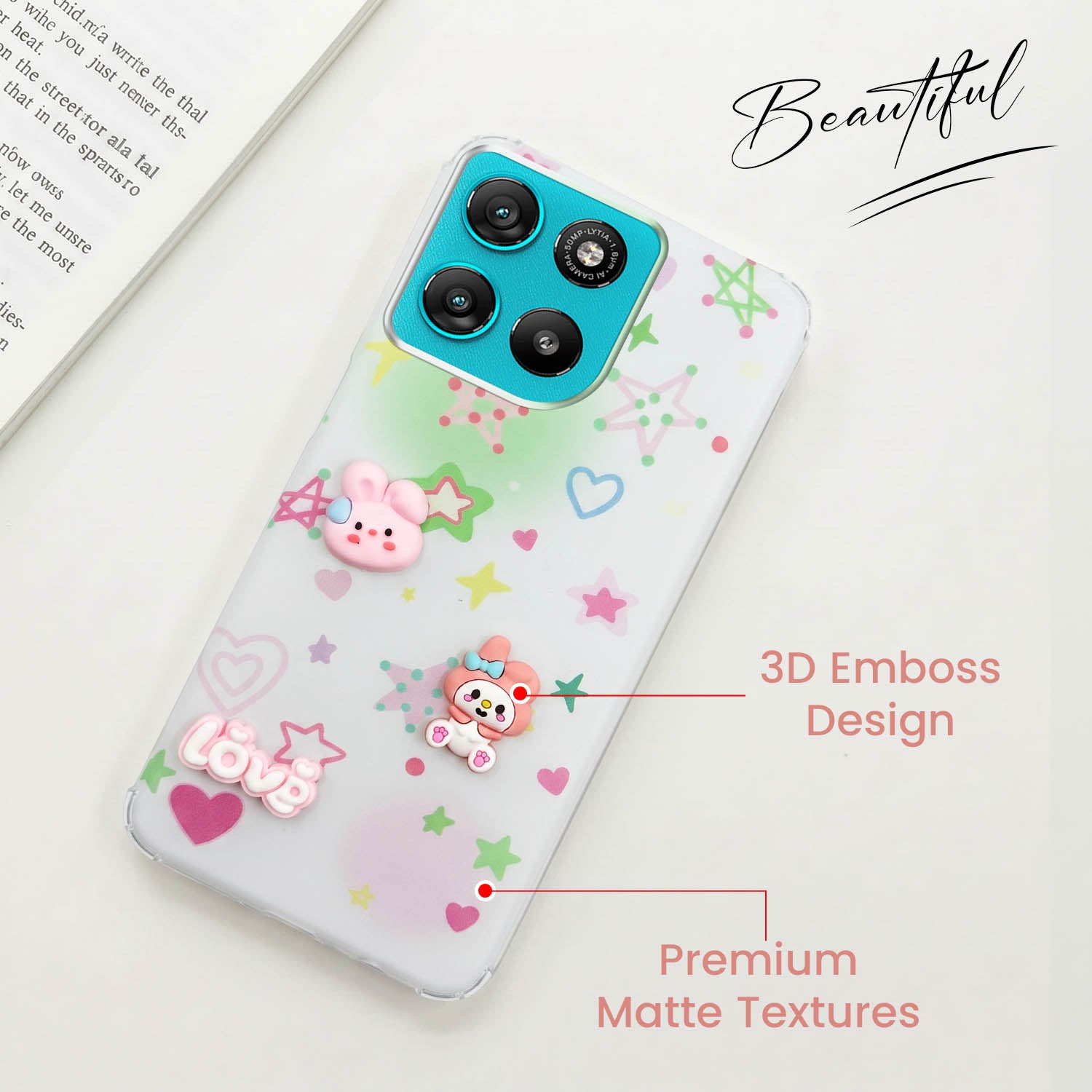 For Motorola Moto G67 Power | G57 Power Back Cover Case (3D Cute Cartoons | Hard Back Side Soft | Matte Premium Finish | HD Printing)