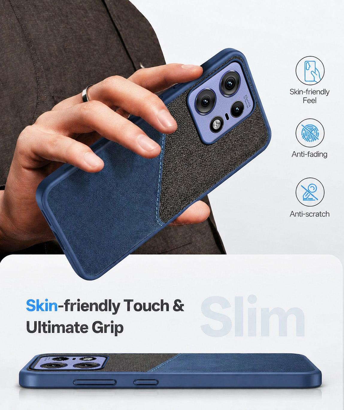 For Motorola Moto Edge 50 Pro Back Cover Case (Dual PU Leather Stitch | Professional Minimalist | Soft and Flexible)