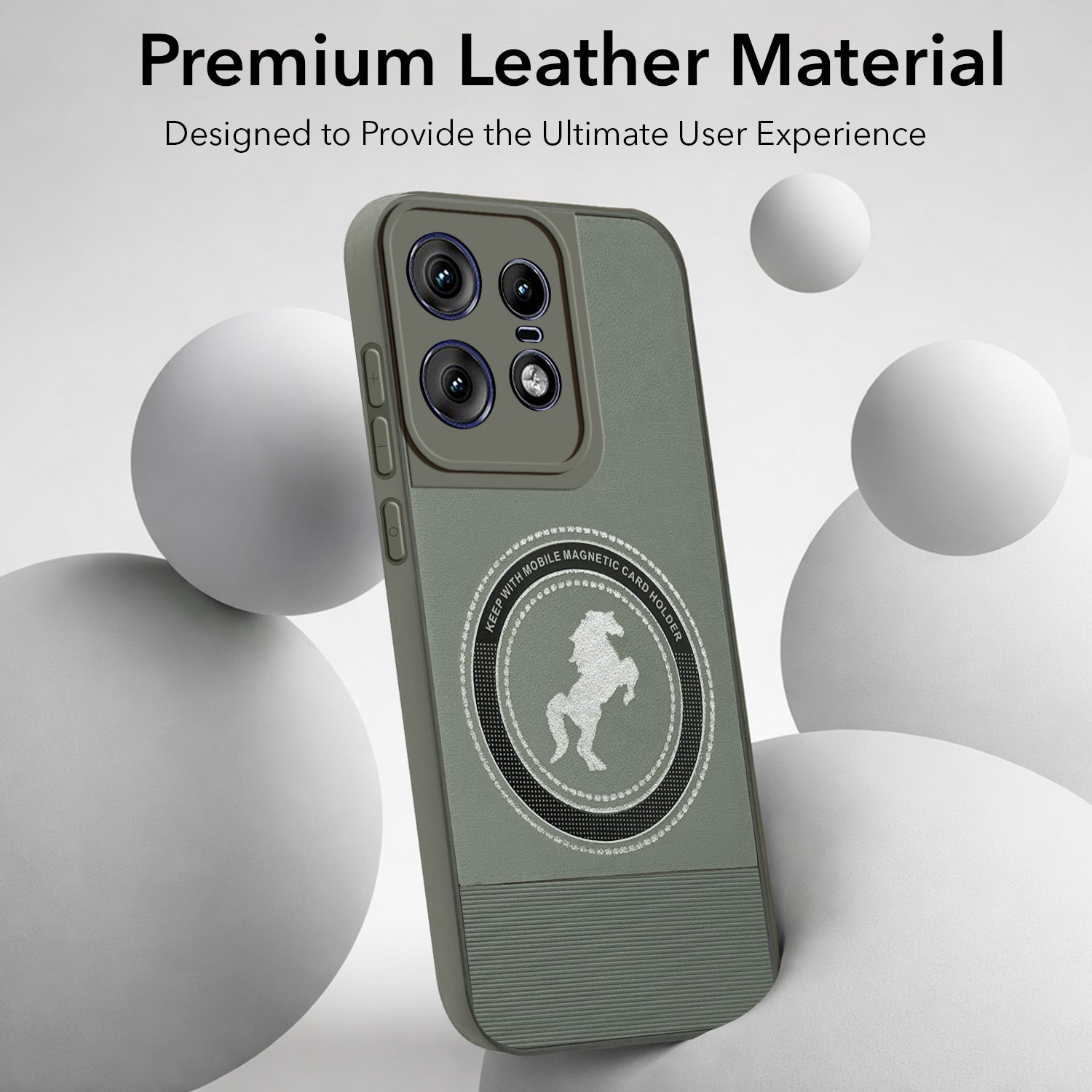 For Motorola Moto Edge 50 Pro Back Cover Case PU Leather Finish (Professional Minimalist Texture | MagSafe Compatile | Camera Protection | Sleek Sober Formal)
