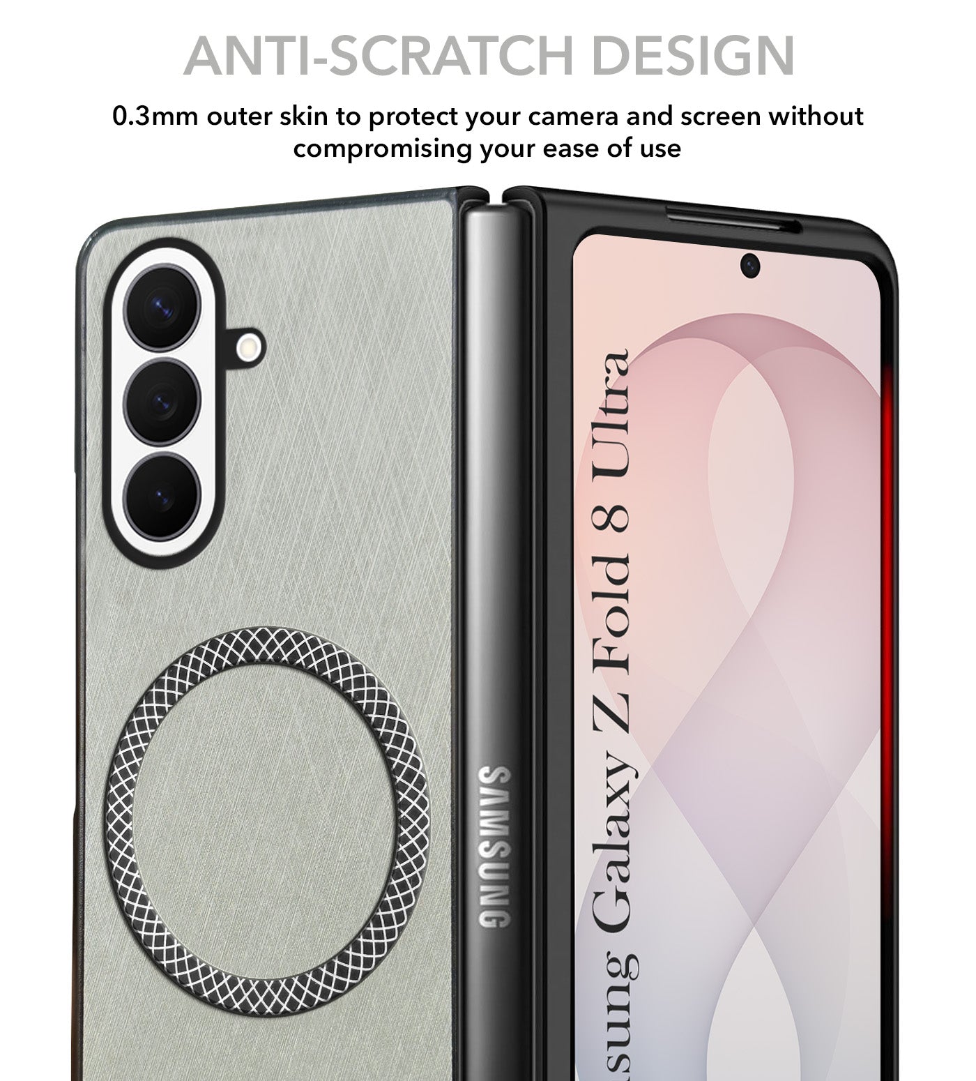 For Samsung Galaxy Z Fold 8 Ultra Back Cover Case Leather Finish (MagSafe Wireless Charging Compatible | Sleek and Professional)