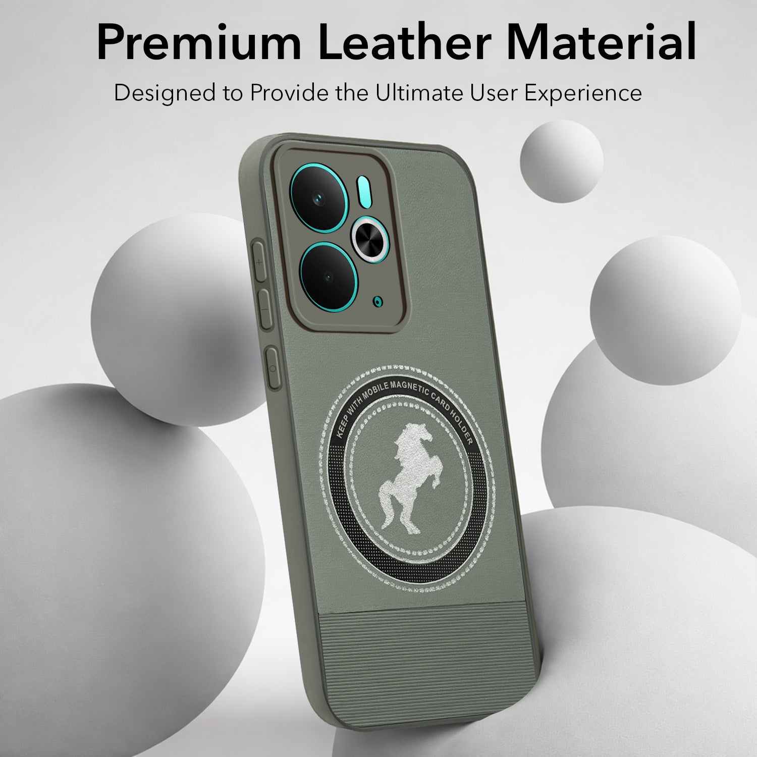 For Realme 14T Back Cover Case PU Leather Finish (Professional Minimalist Texture | MagSafe Compatile | Camera Protection | Sleek Sober Formal)