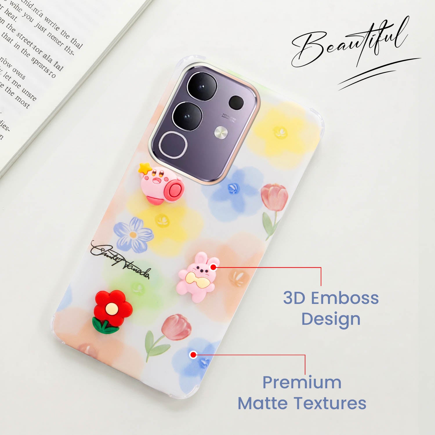 For Vivo T4x | Vivo Y31 Pro Back Cover Case (3D Cute Cartoons | Hard Back Side Soft | Matte Premium Finish | HD Printing)