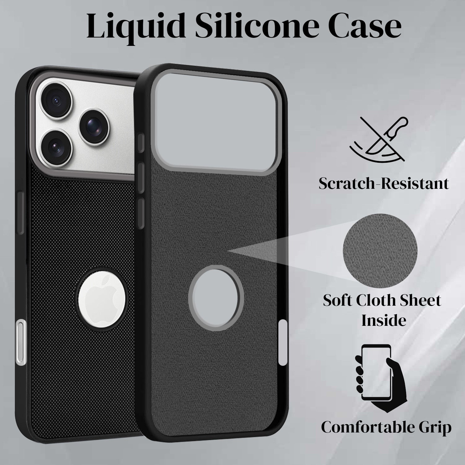 For iPhone 17 Pro | iPhone 18 Pro Back Cover Case Rubberised (Textured Grip Design | Micro-Fiber Cloth Inside | Slim and Light Weight | Soft Touch and Feel)