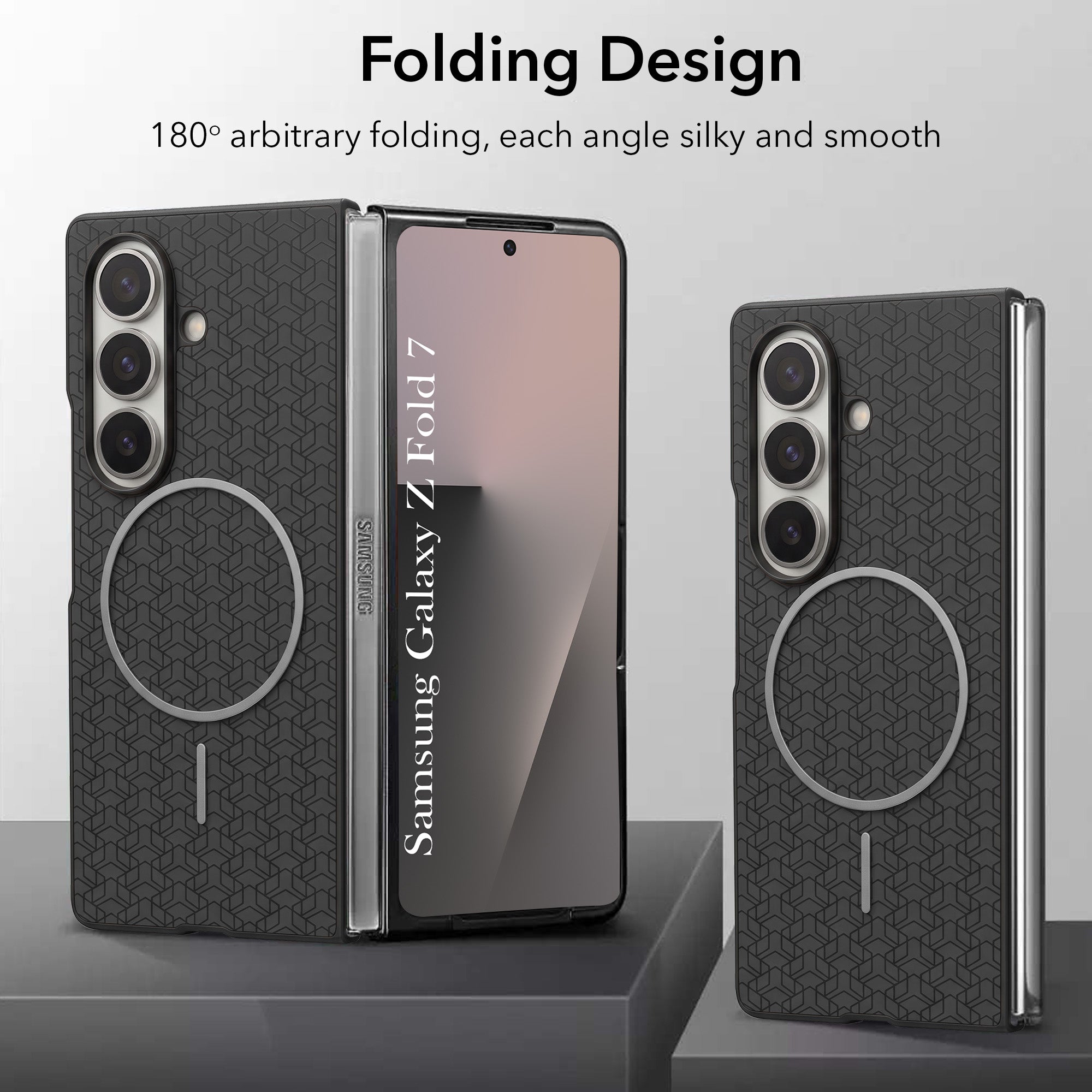 For Samsung Galaxy Z Fold 7 Back Cover Case Leather Finish (MagSafe Wireless Charging Compatible | Inside Microfiber Cloth)