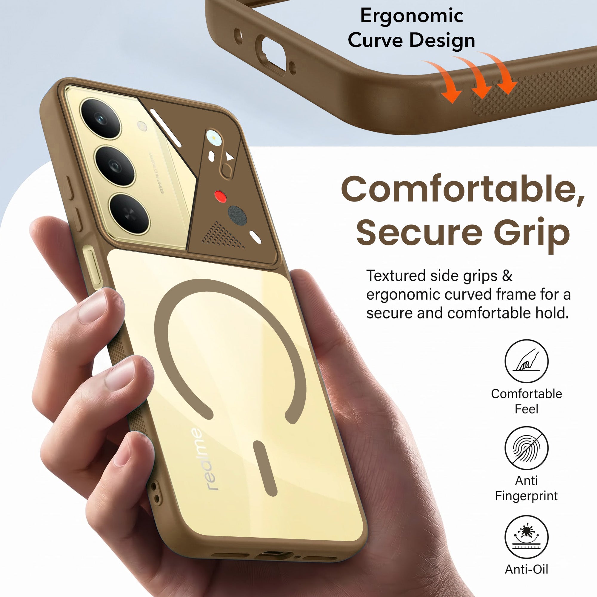 For Realme 14X Back Cover Case Lifetime Anti-Yellow Clear (Camera Protection | Side Grip | Wireless MagSafe Compatible)
