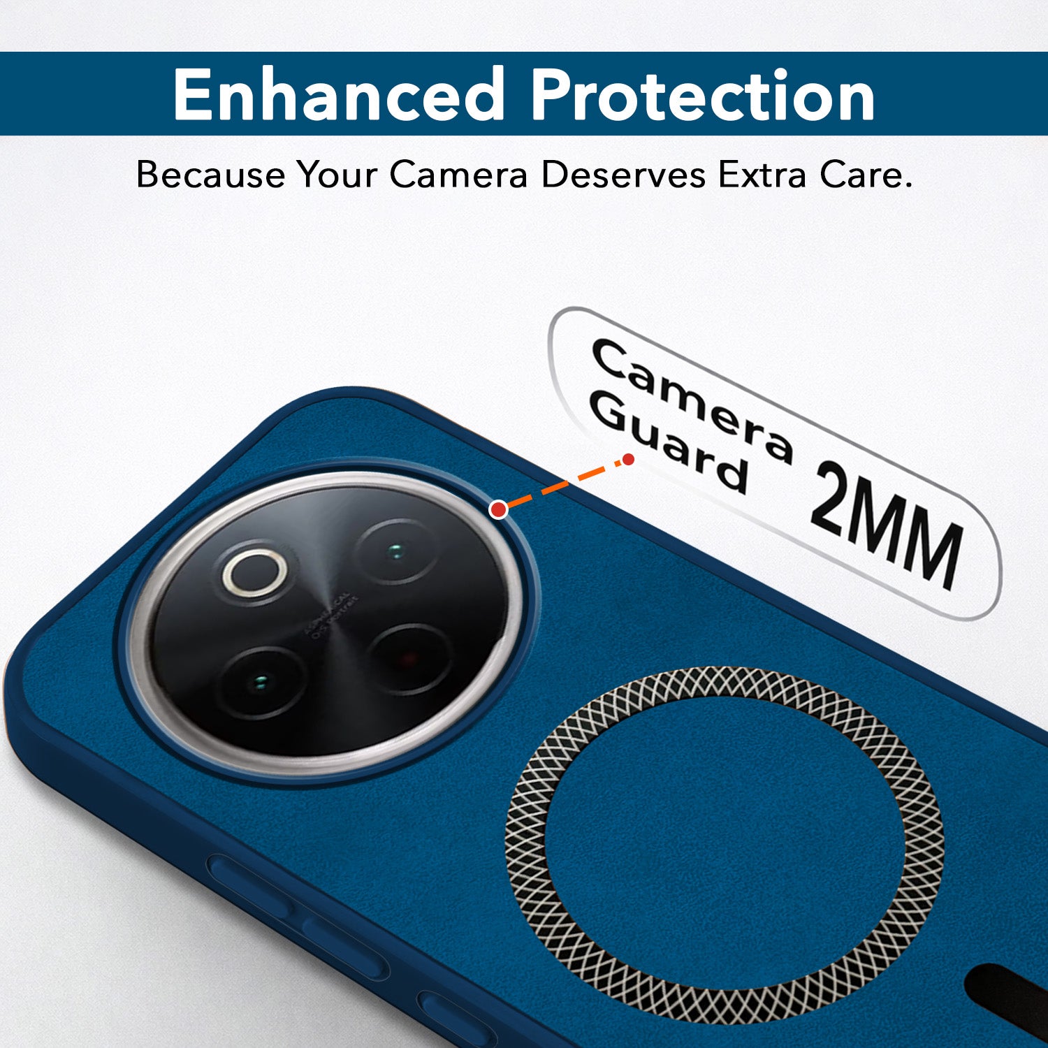 For Vivo T4 Back Cover Case Leather Finish (MagSafe Compatible Wireless Charging | Soft Touch | Camera Bump Protection)