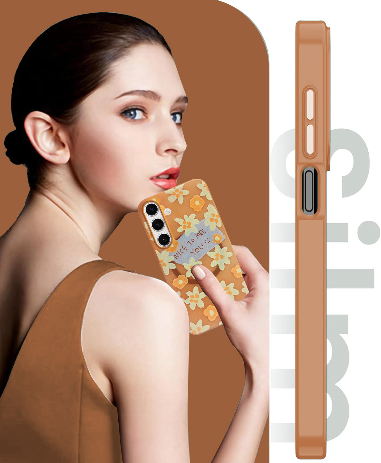 For Samsung Galaxy S24 Back Cover Case (Cute Floral Design | Flower Print for Girls | MagSafe Compatible Wireless Charging)
