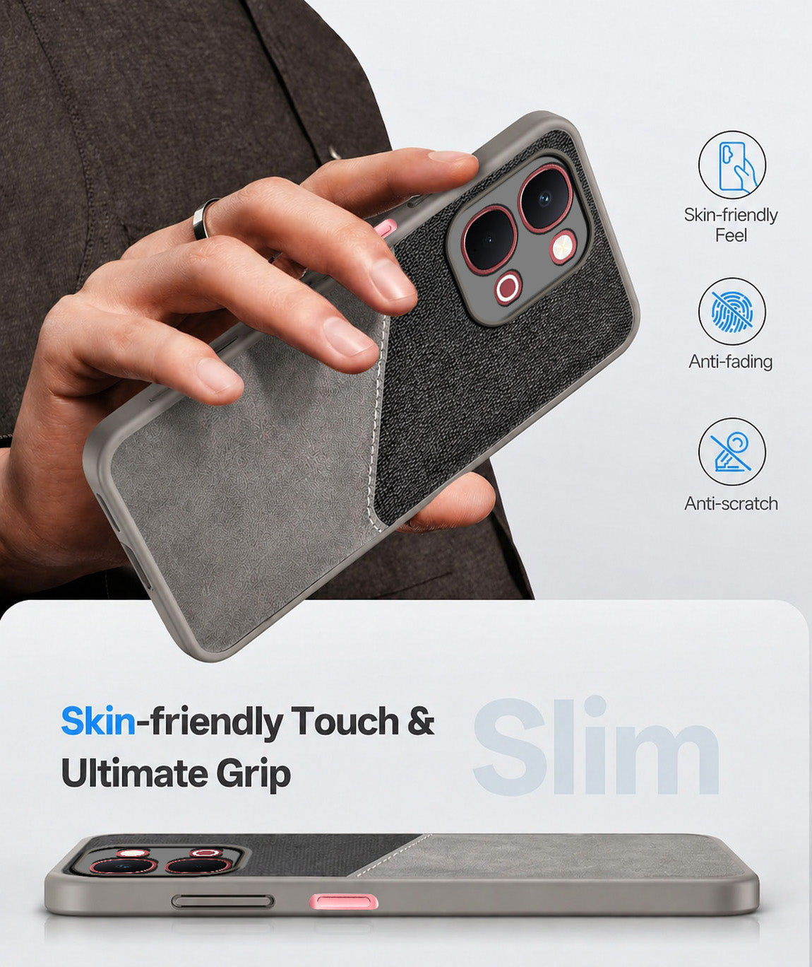 For Vivo Y31T 5G Back Cover Case (Dual PU Leather Stitch | Professional Minimalist | Soft and Flexible)