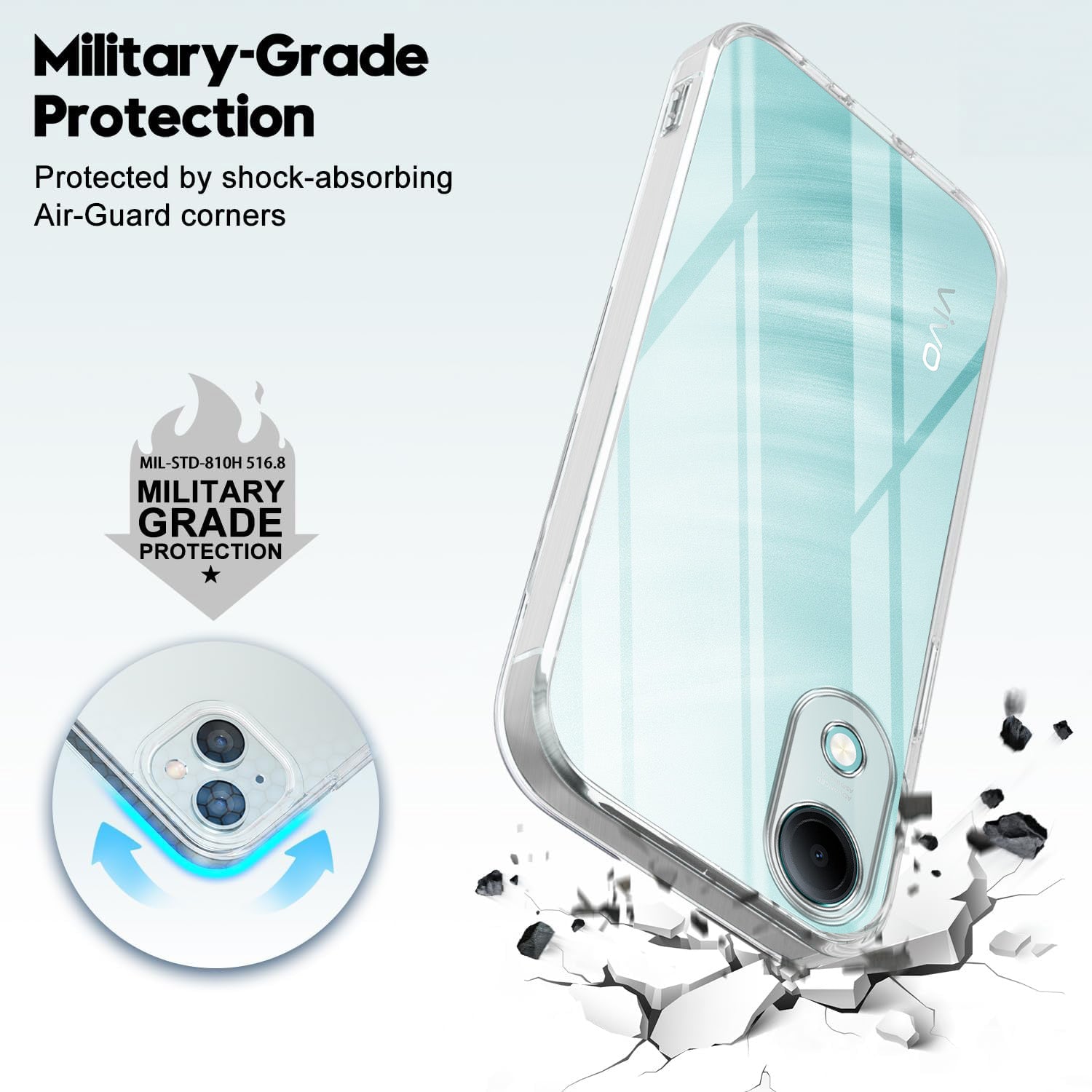 For Vivo T5e 4G Back Cover Case Silicone (Clear Shockproof Case with Camera Protection | Soft and Flexible | Transparent)