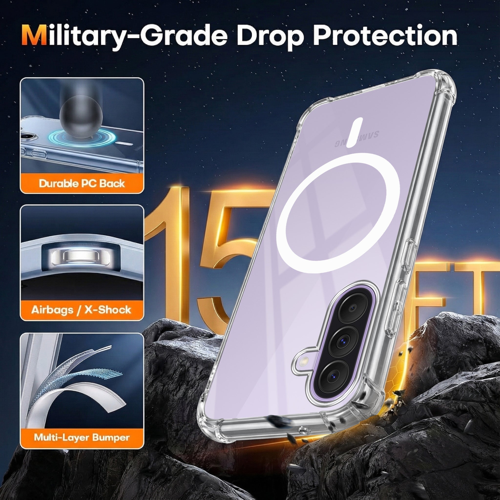 For Samsung Galaxy A37 5G Back Cover Shockproof Crystal-Clear (Magsafe Wireless Support | Drop & Camera Protection | Hard Polycarbonate)
