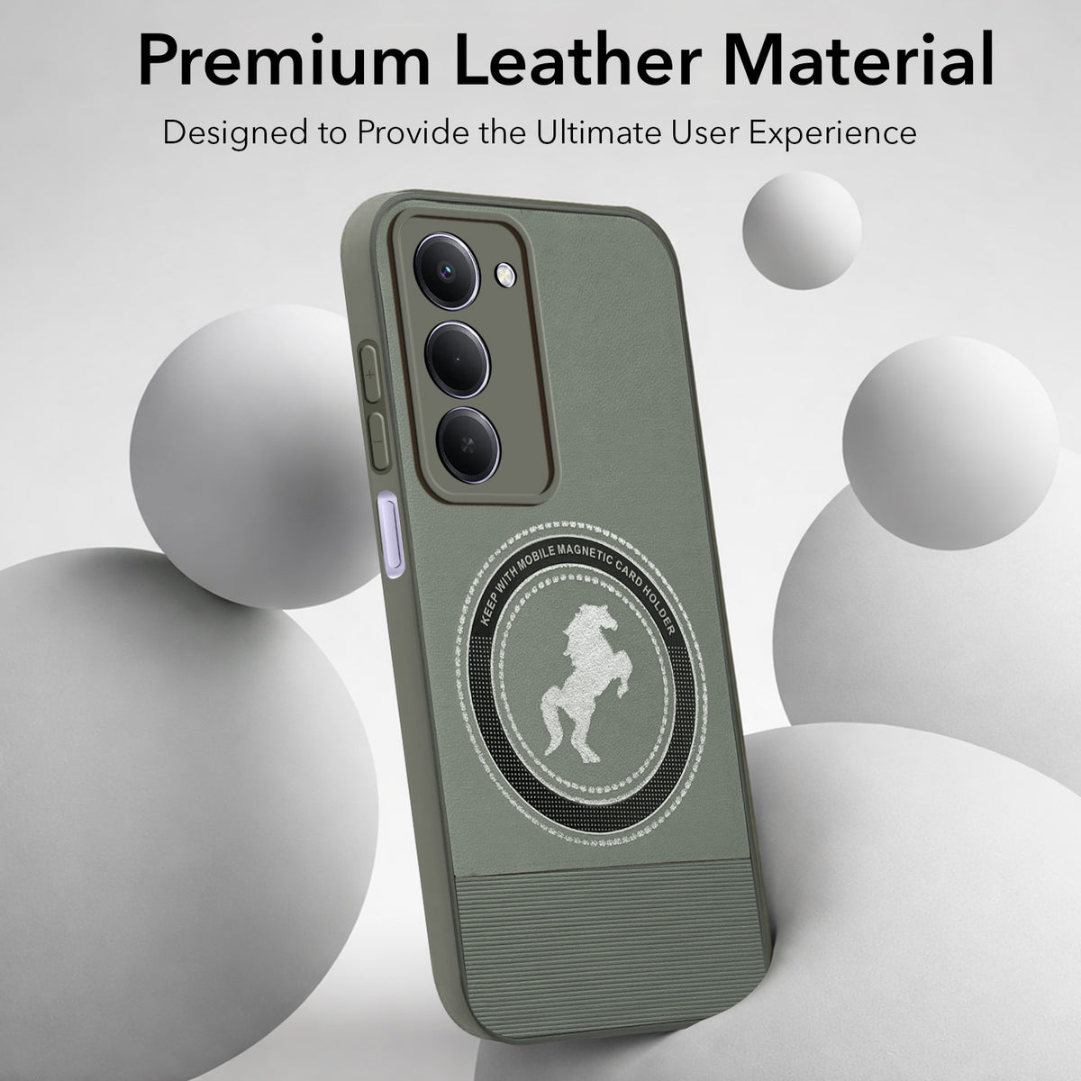For Redmi 15 Back Cover Case PU Leather Finish (Professional Minimalist Texture | MagSafe Compatile | Camera Protection | Sleek Sober Formal)