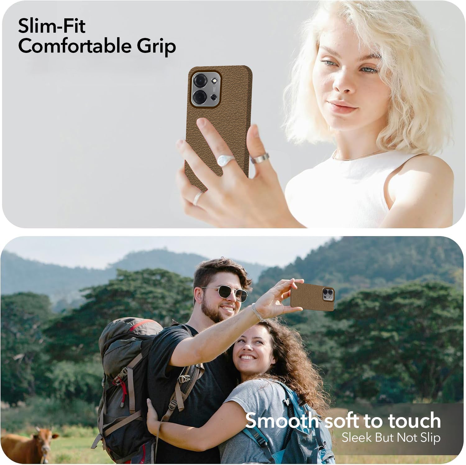 For Poco C85 5G Back Cover Case Silicone (Glass Like Camera Protection | Leather Feel | Minimalist Professional Grip)