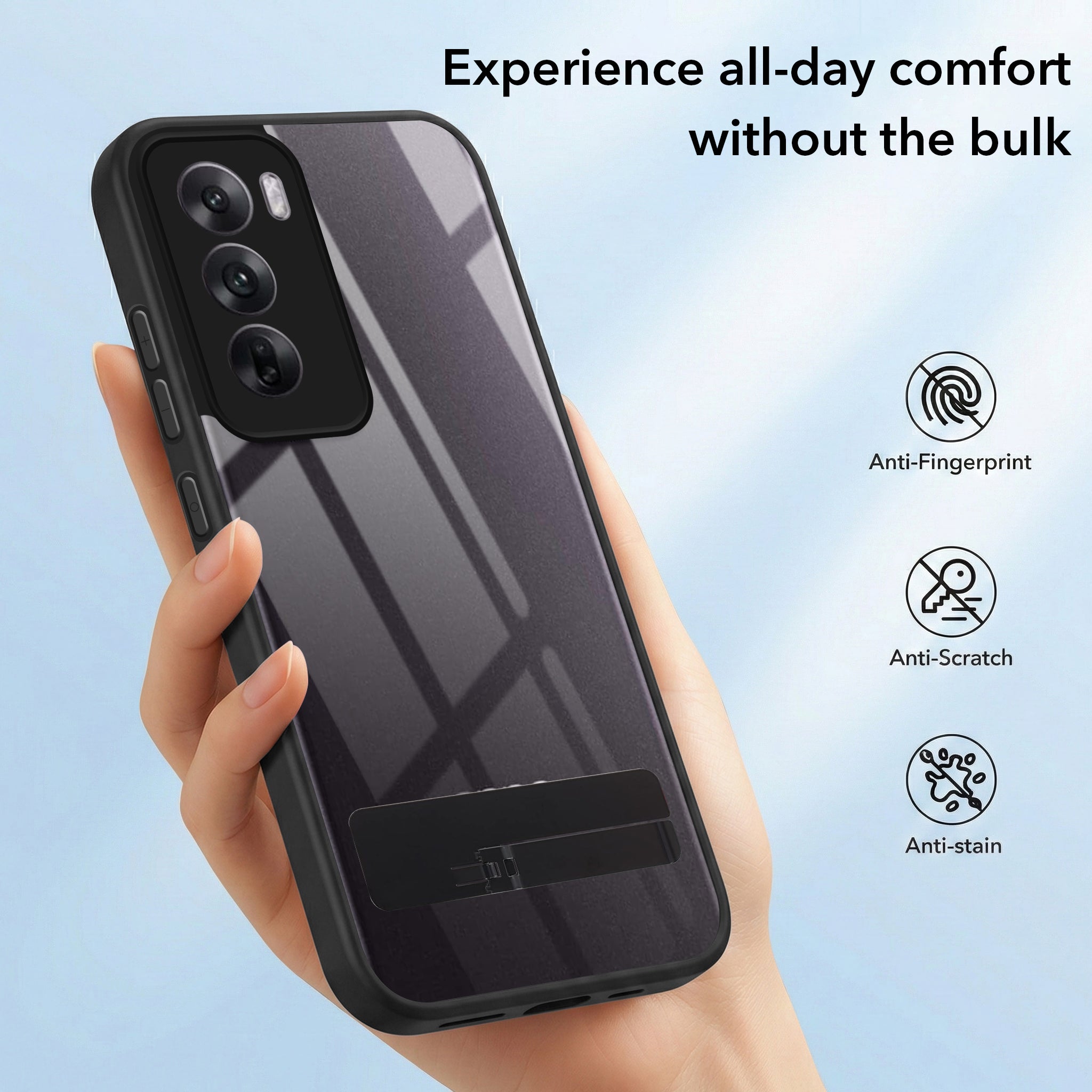 For Oppo Reno12 5G | Oppo Reno 12 5G Back Cover Case (Built-in Stand | Lifetime Anti Yellow | Kickstand Shockproof | Camera Protection | MagSafe Compatible)