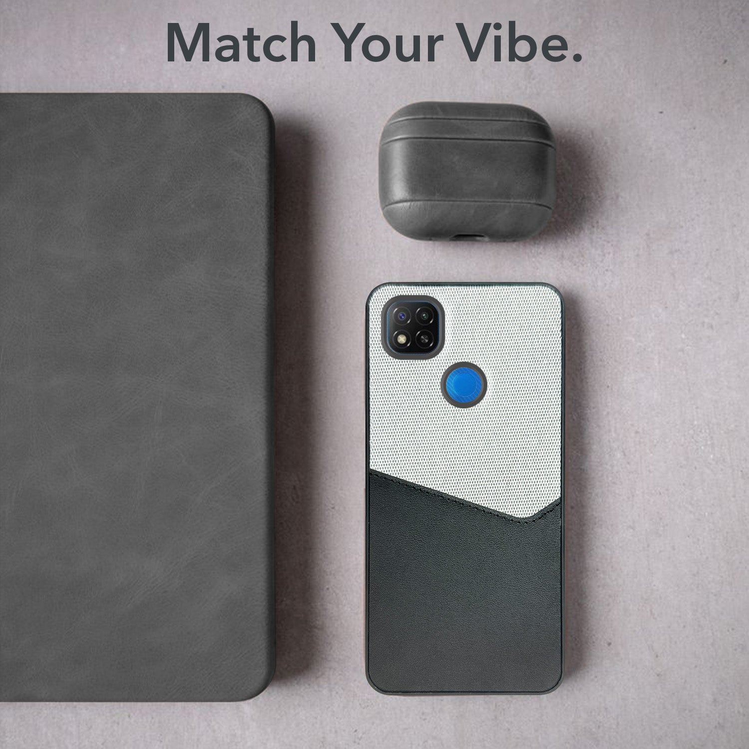 For Redmi 9C Back Cover Case (Dual PU Leather Stitch | Professional Minimalist | Soft and Flexible)