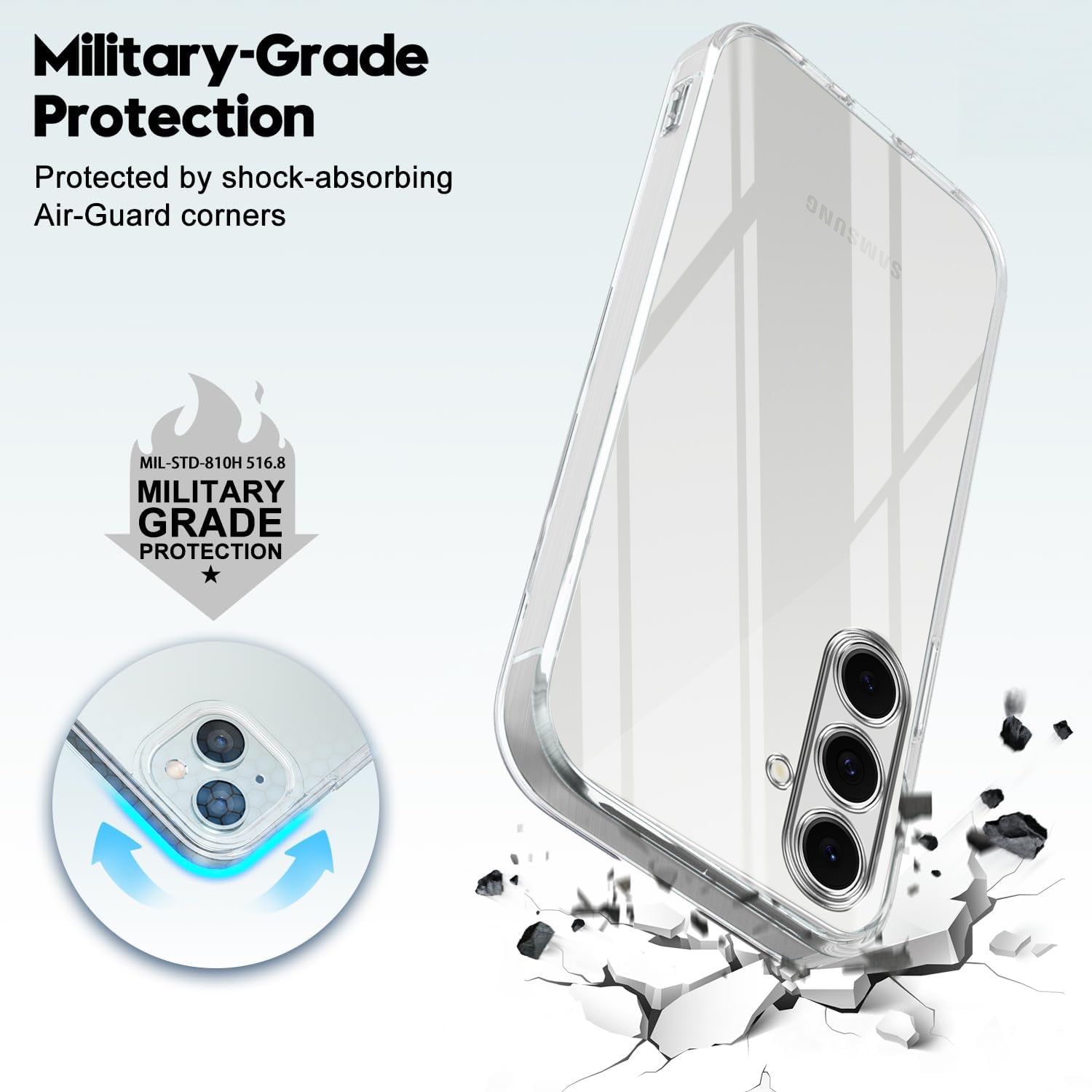 For Samsung Galaxy S24 FE Back Cover Case Silicone (Clear Shockproof Case with Camera Protection | Soft and Flexible | Transparent)