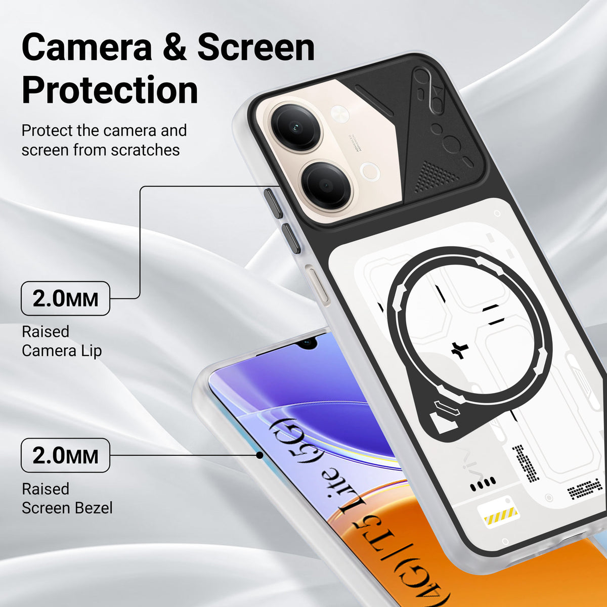 For Vivo Y05 4G | Vivo T5 Lite 5G Metallic Back Cover Case (Metallic Camera Protection & Buttons | Translucent Milky Shade | Hard Polycarbonate)