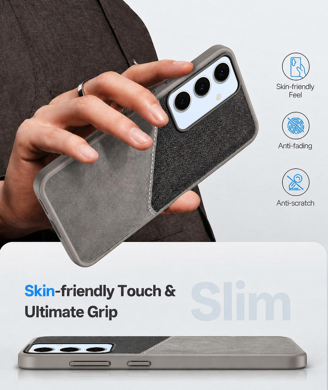 For Samsung Galaxy S24 FE Back Cover Case (Dual PU Leather Stitch | Professional Minimalist | Soft and Flexible)